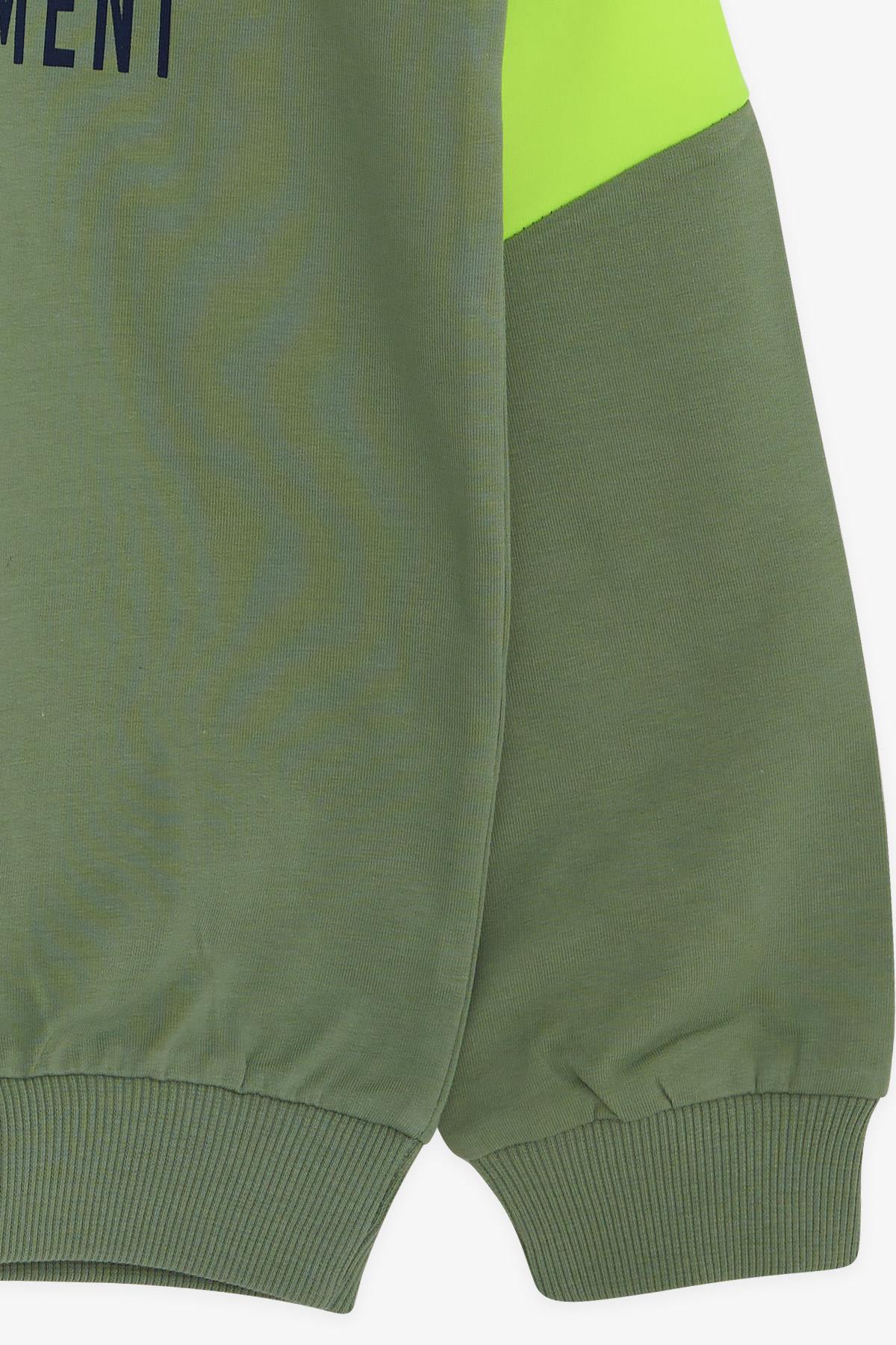 Breeze Erkek Çocuk Sweatshirt Kapüşonlu Yazı Baskılı Mint Yeşili (8-14 Yaş)