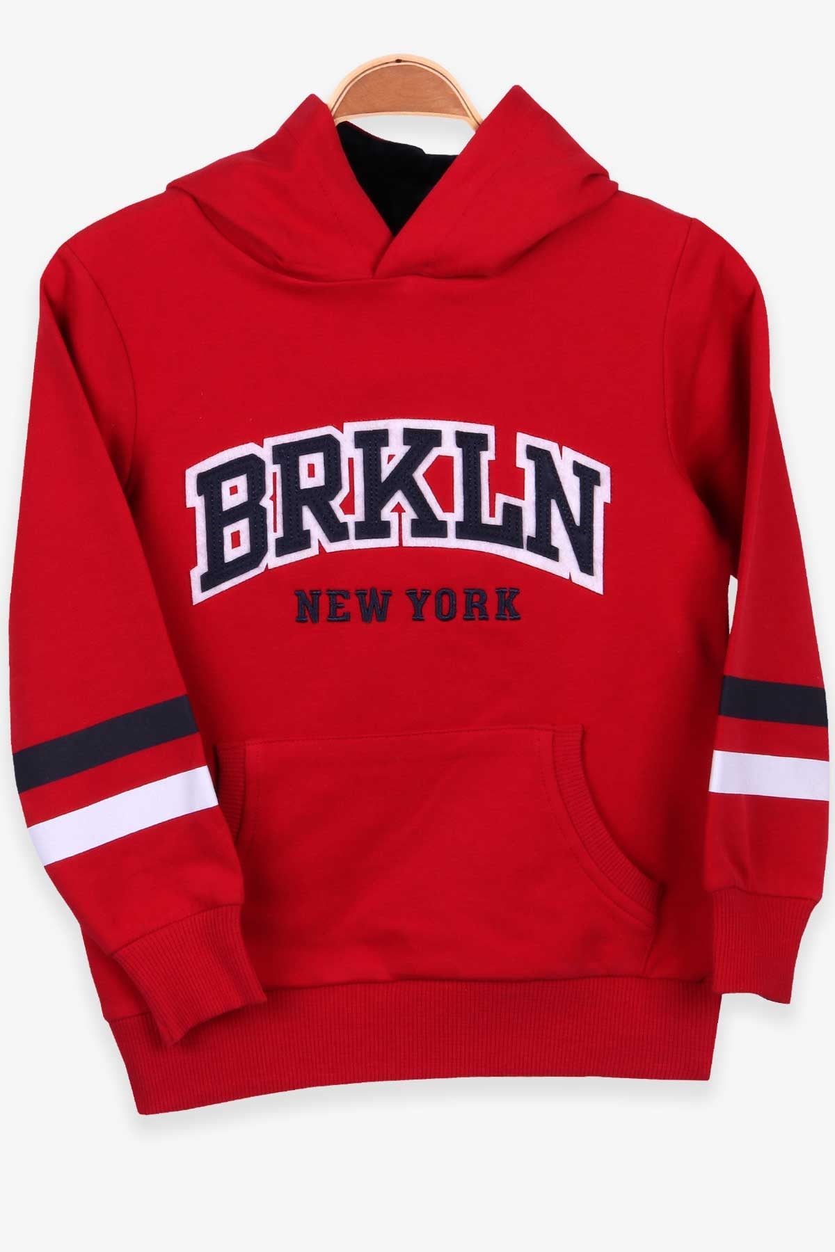 Breeze Erkek Çocuk Sweatshirt Kapüşonlu Nakışlı Kırmızı (4-8 Yaş)