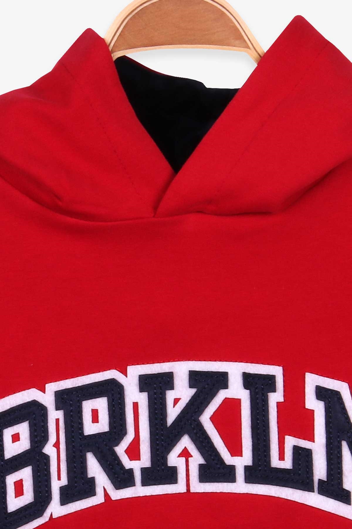 Breeze Erkek Çocuk Sweatshirt Kapüşonlu Nakışlı Kırmızı (4-8 Yaş)