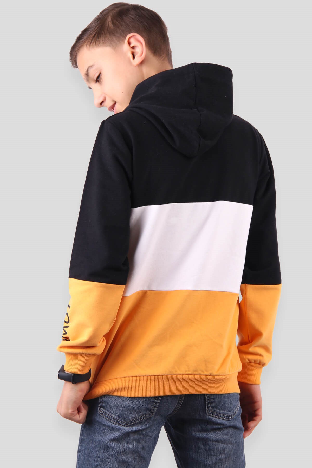 Breeze Erkek Çocuk Sweatshirt Kapüşonlu Sarı-Siyah (8-14 Yaş)