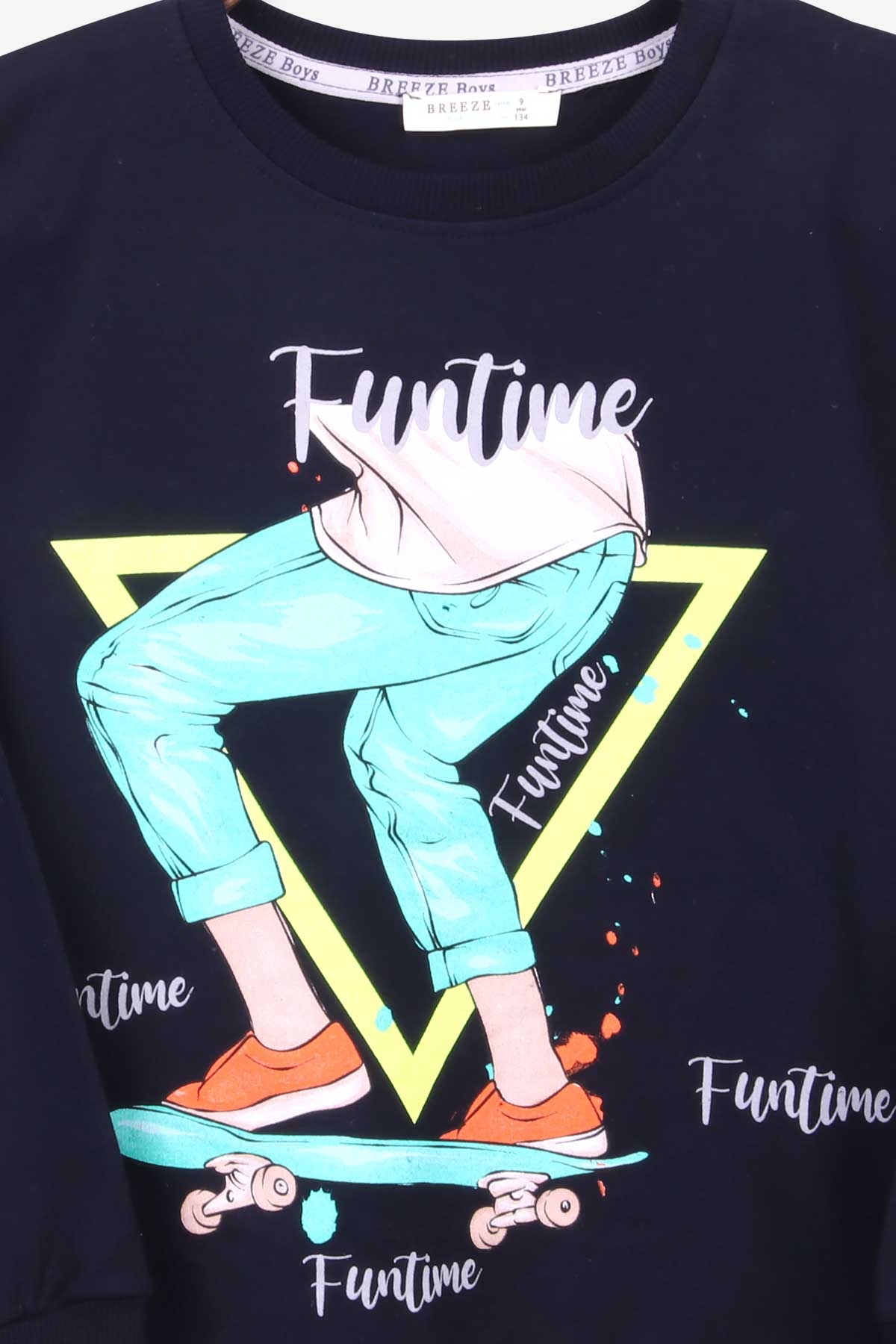 Breeze Erkek Çocuk Sweatshirt Kaykay Baskılı Lacivert (9-14 Yaş)