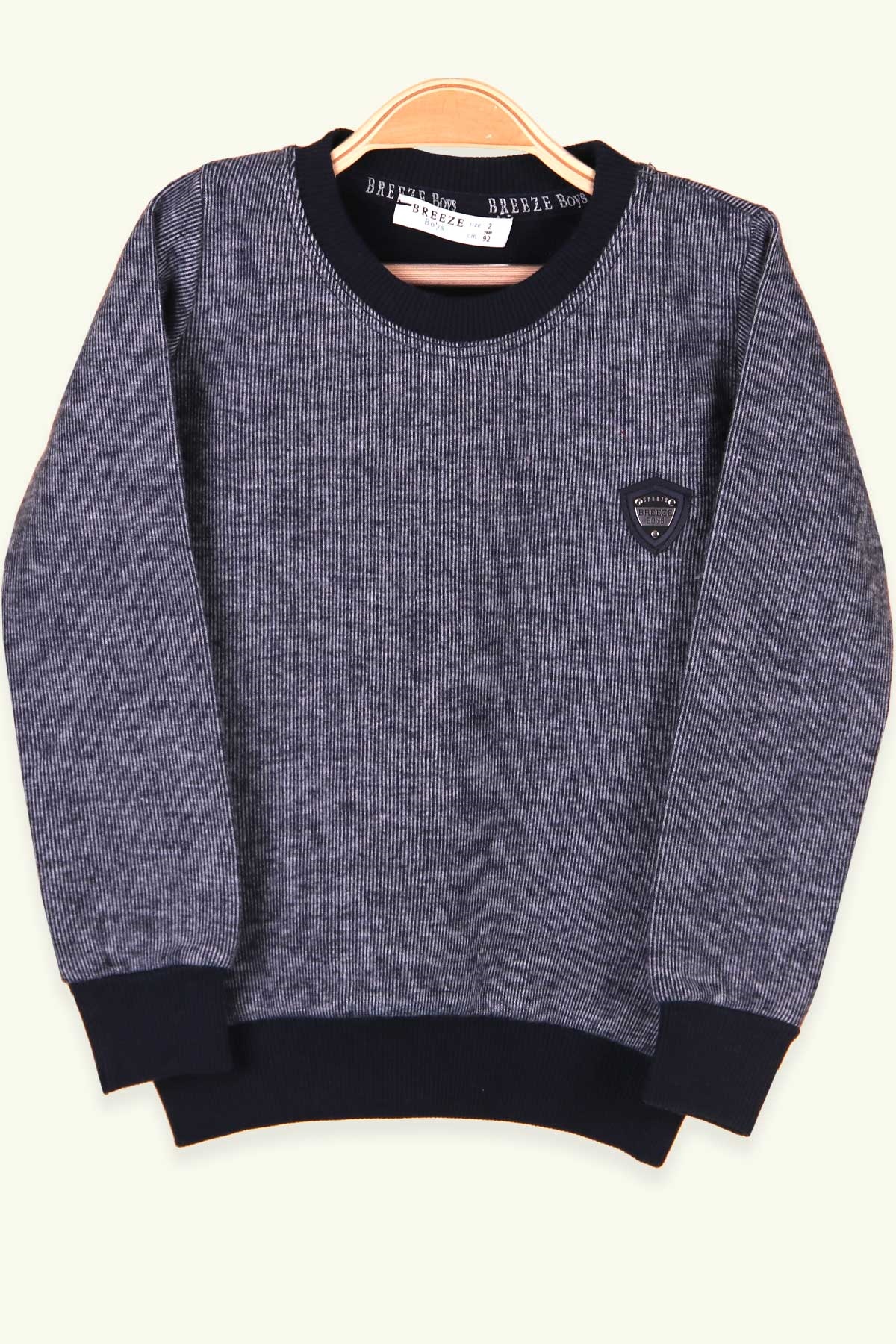 Breeze Erkek Çocuk Sweatshirt Kırçıllı Armalı Lacivert (2-6 Yaş)