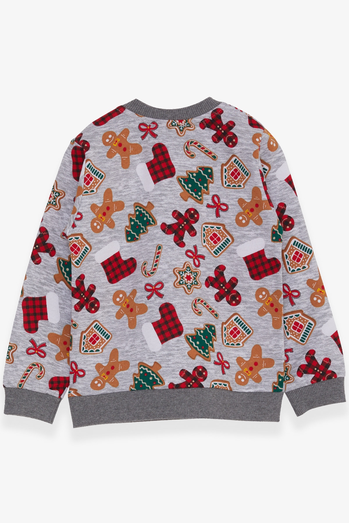 Breeze Erkek Çocuk Sweatshirt Kurabiye Desenli Gri Melanj (1.5-5 Yaş)