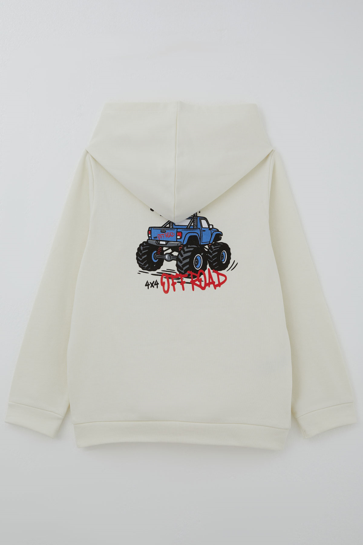 Breeze Erkek Çocuk Sweatshirt Macera Temalı Arazi Aracı Sırt Baskı Detaylı Ekru (4-8 Yaş)