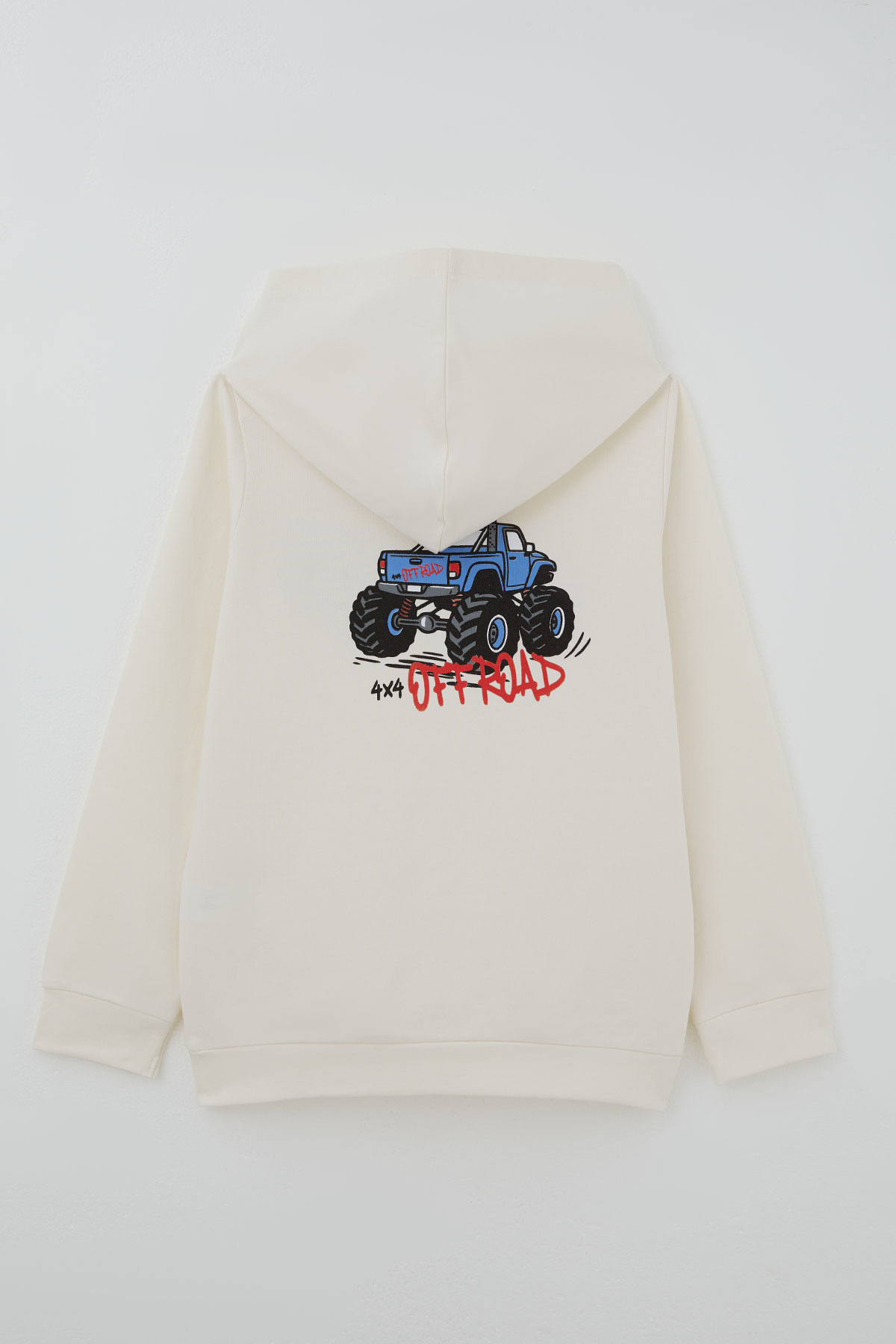 Breeze Erkek Çocuk Sweatshirt Macera Temalı Arazi Aracı Sırt Baskı Detaylı Krem (4-8 Yaş)