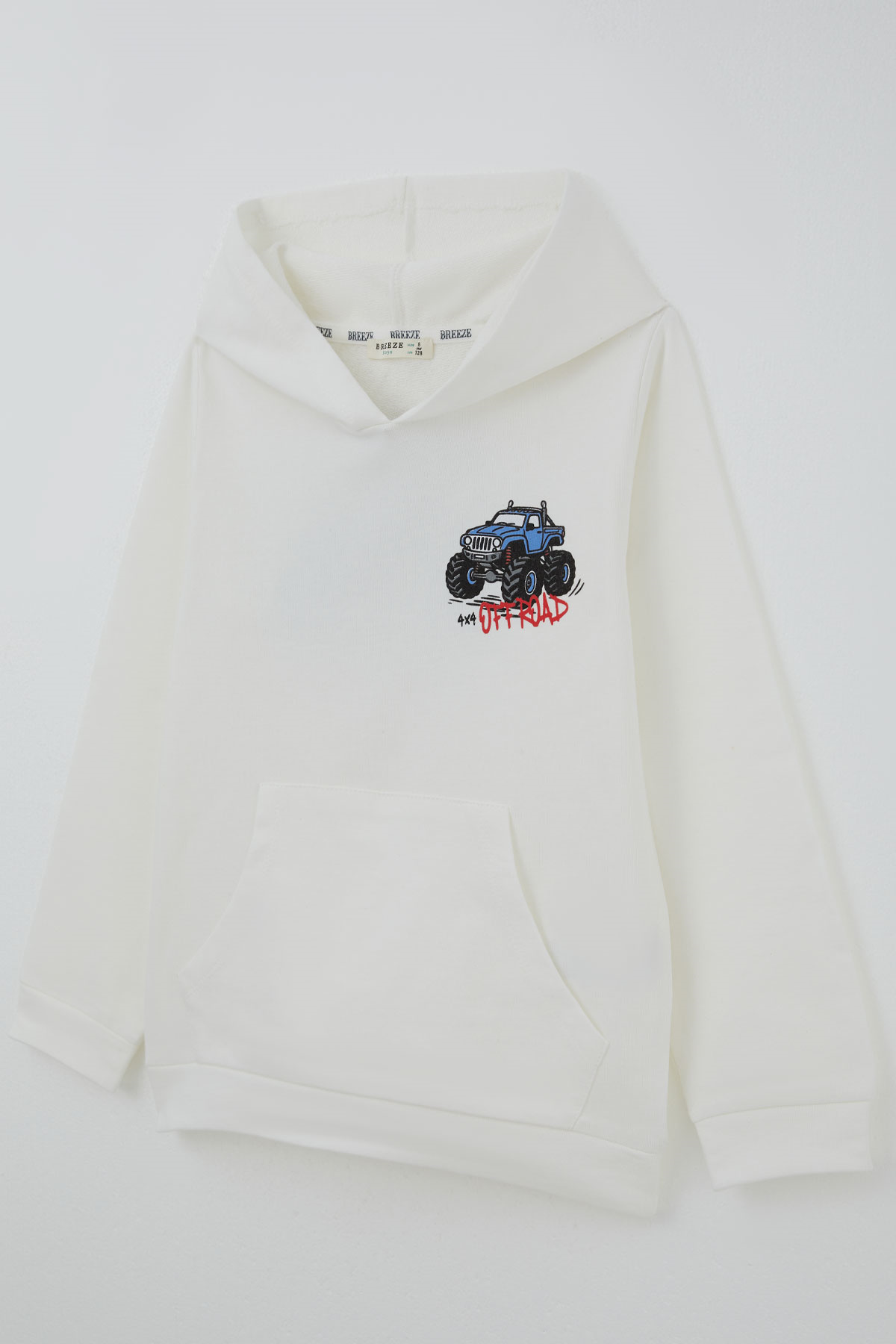 Breeze Erkek Çocuk Sweatshirt Macera Temalı Arazi Aracı Sırt Baskı Detaylı Ekru (4-8 Yaş)