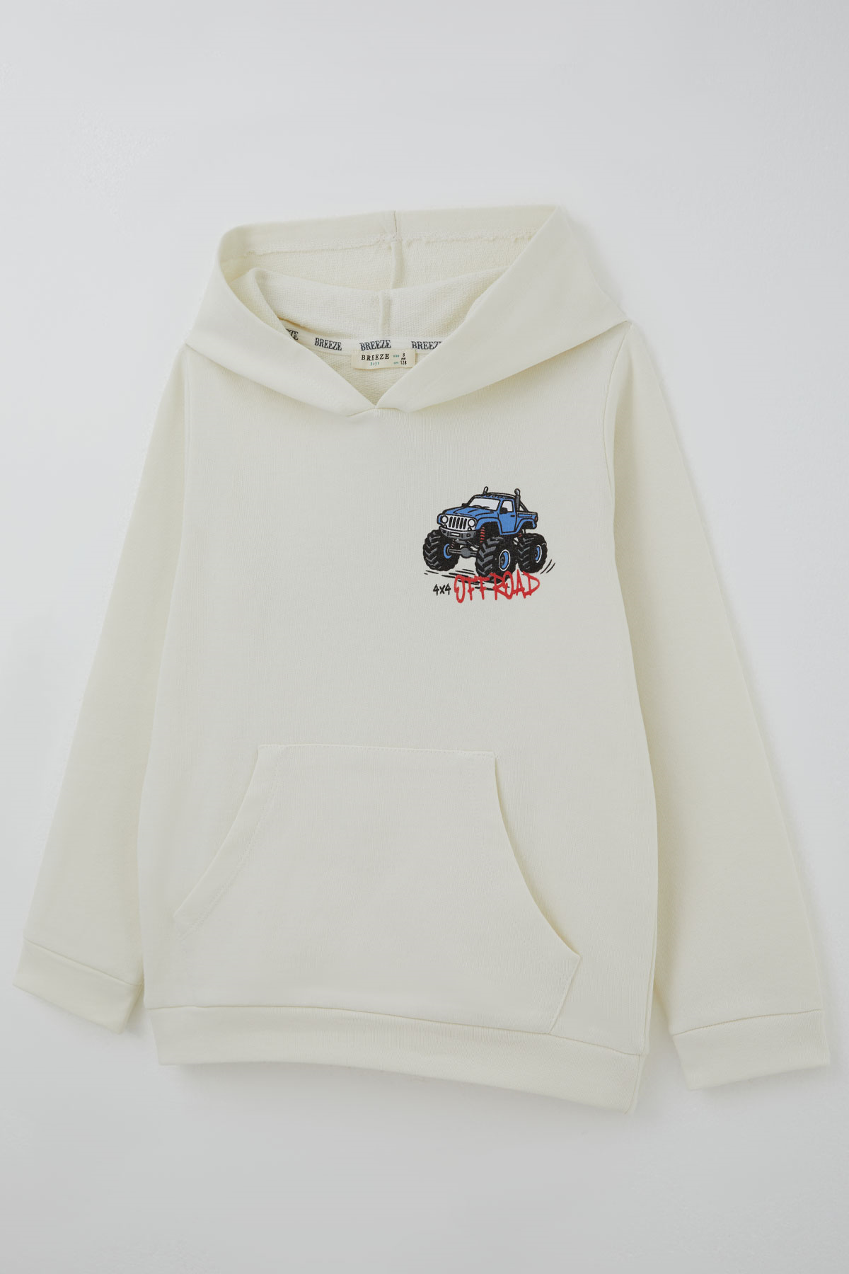 Breeze Erkek Çocuk Sweatshirt Macera Temalı Arazi Aracı Sırt Baskı Detaylı Ekru (4-8 Yaş)