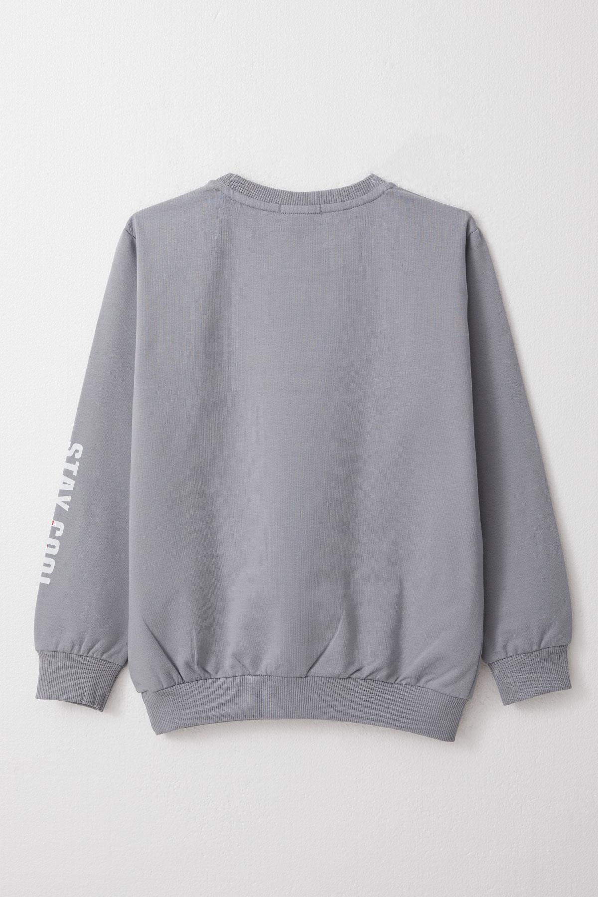 Breeze Erkek Çocuk Sweatshirt Motivasyon Temalı Gri (8-12 Yaş)