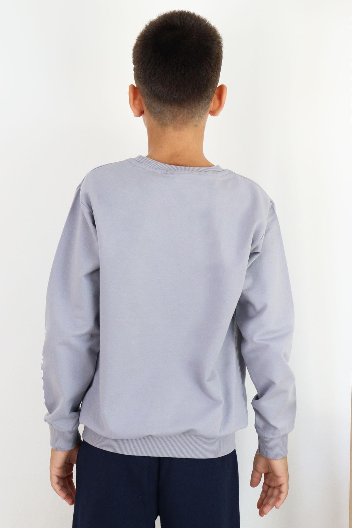 Breeze Erkek Çocuk Sweatshirt Motivasyon Temalı Gri (8-12 Yaş)