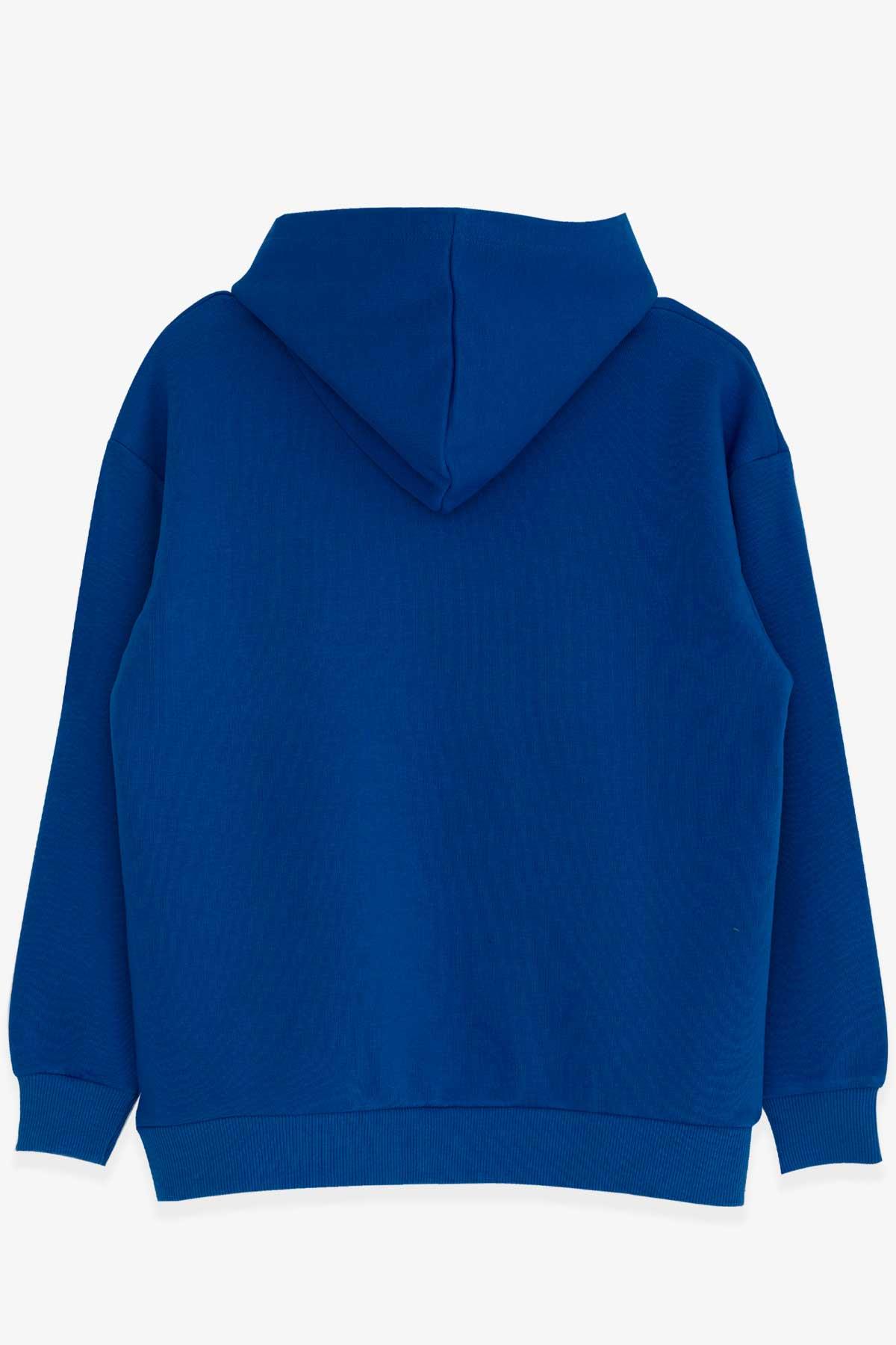 Breeze Erkek Çocuk Sweatshirt Nakışlı Yazı Baskılı Saks Mavisi (8-14 Yaş)