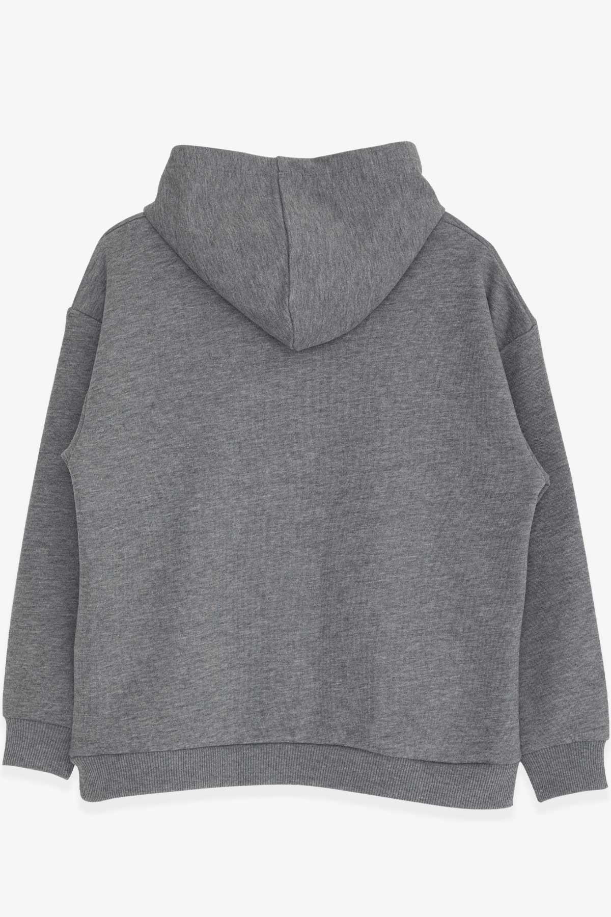 Breeze Erkek Çocuk Sweatshirt Nakışlı Yazı Baskılı Koyu Gri Melanj (8-14 Yaş)