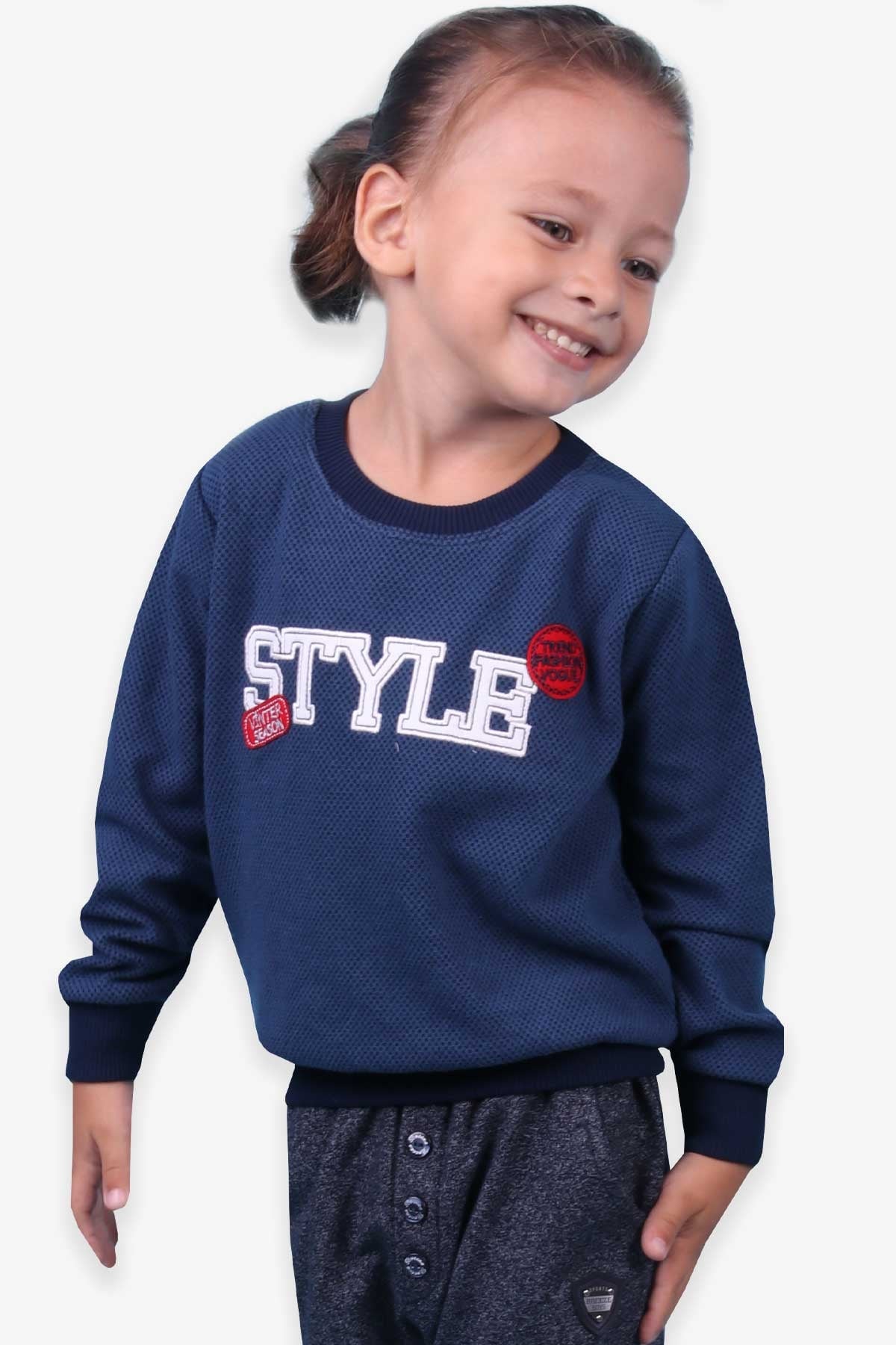 Breeze Erkek Çocuk Sweatshirt Nakışlı Koyu Mavi (2-6 Yaş)