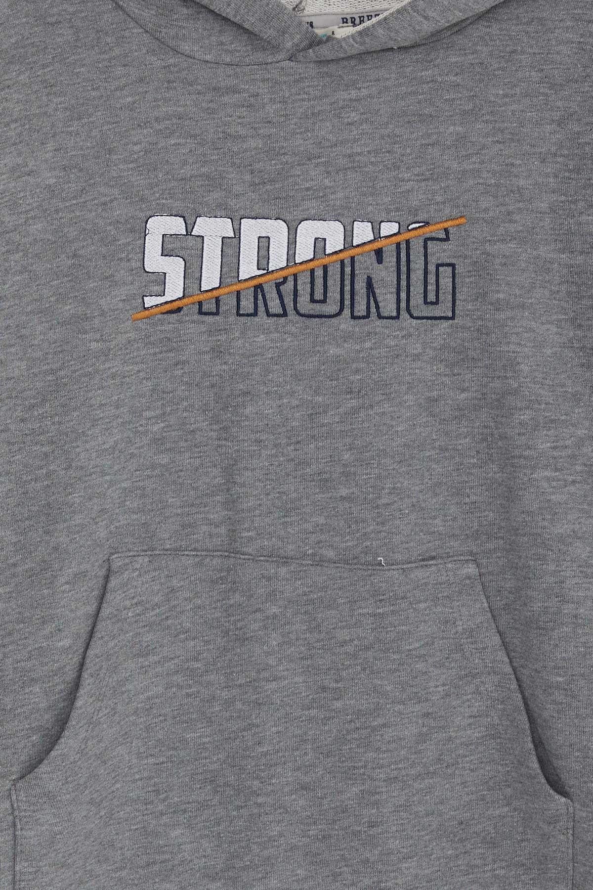 Breeze Erkek Çocuk Sweatshirt Nakışlı Yazı Baskılı Koyu Gri Melanj (8-14 Yaş)