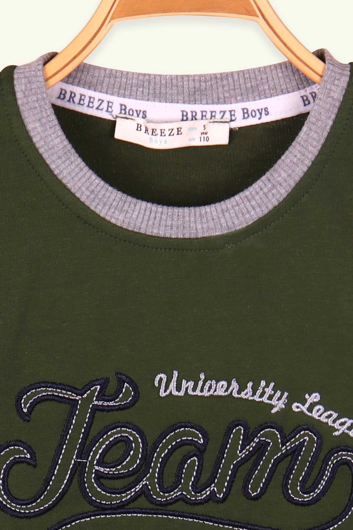 Breeze Erkek Çocuk Sweatshirt Nakışlı Koyu Yeşil (5-9 Yaş)