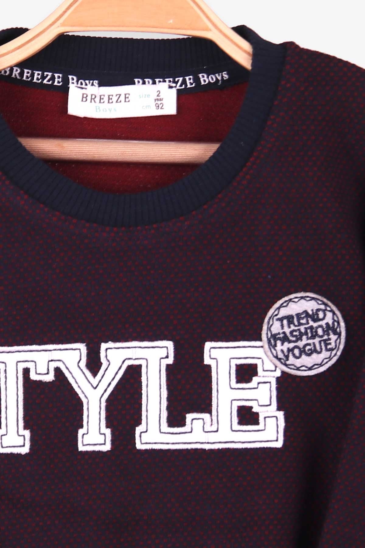 Breeze Erkek Çocuk Sweatshirt Nakisli Bordo (2-6 Yaş)