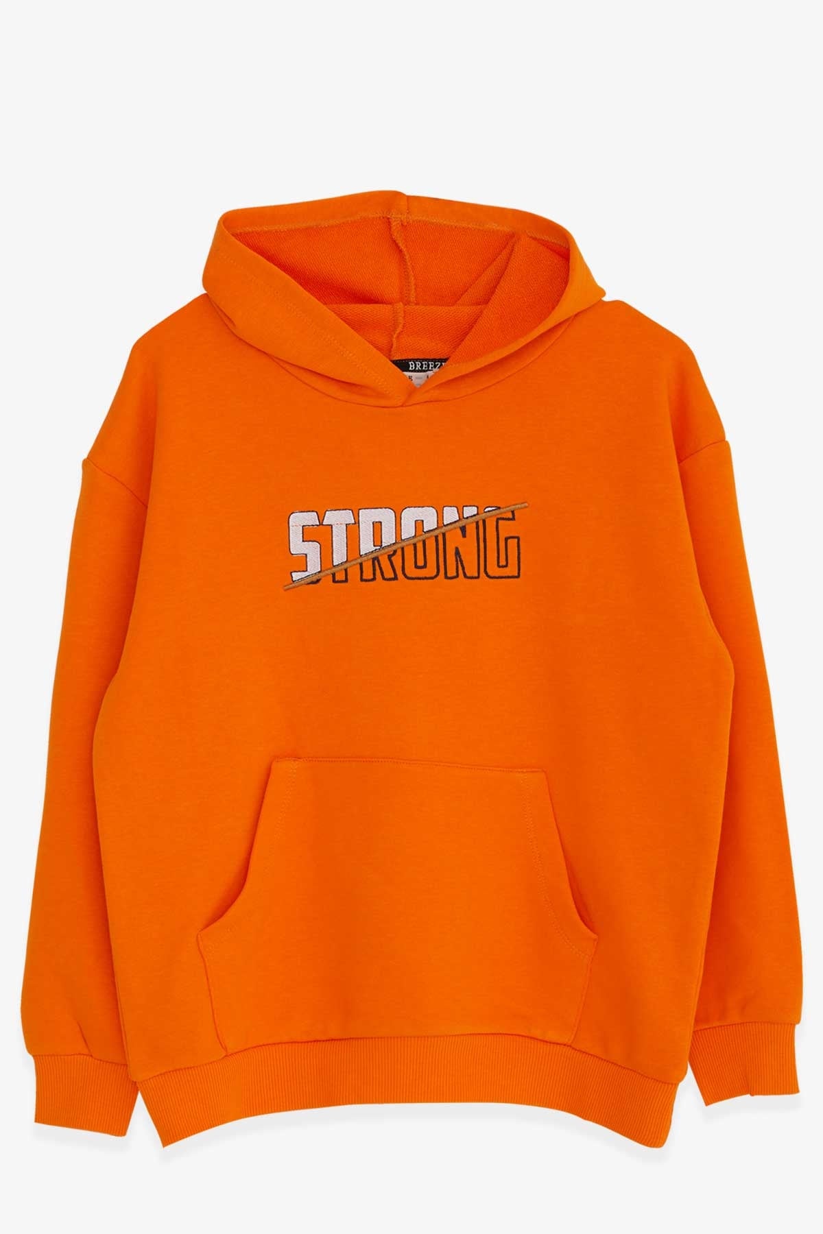 Breeze Erkek Çocuk Sweatshirt Nakışlı Yazı Baskılı Turuncu (8-14 Yaş)