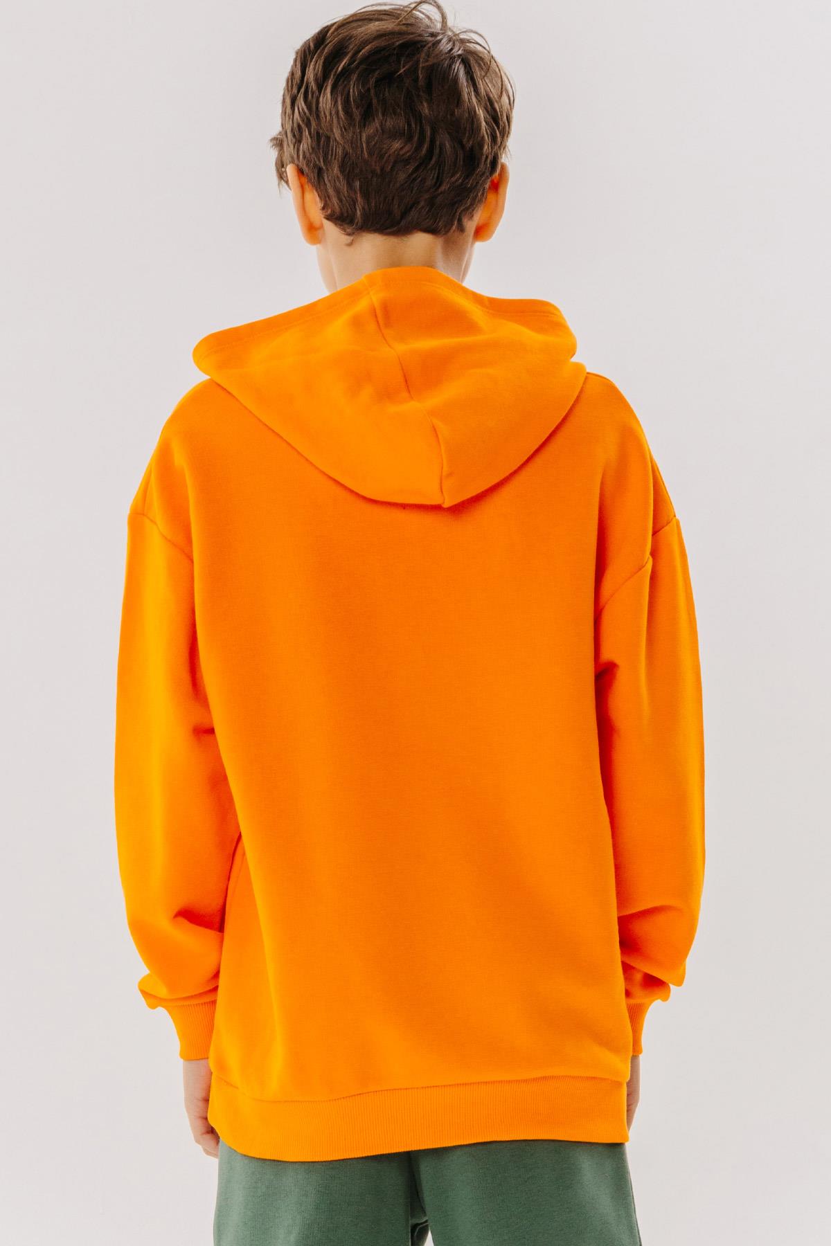 Breeze Erkek Çocuk Sweatshirt Nakışlı Yazı Baskılı Turuncu (8-14 Yaş)