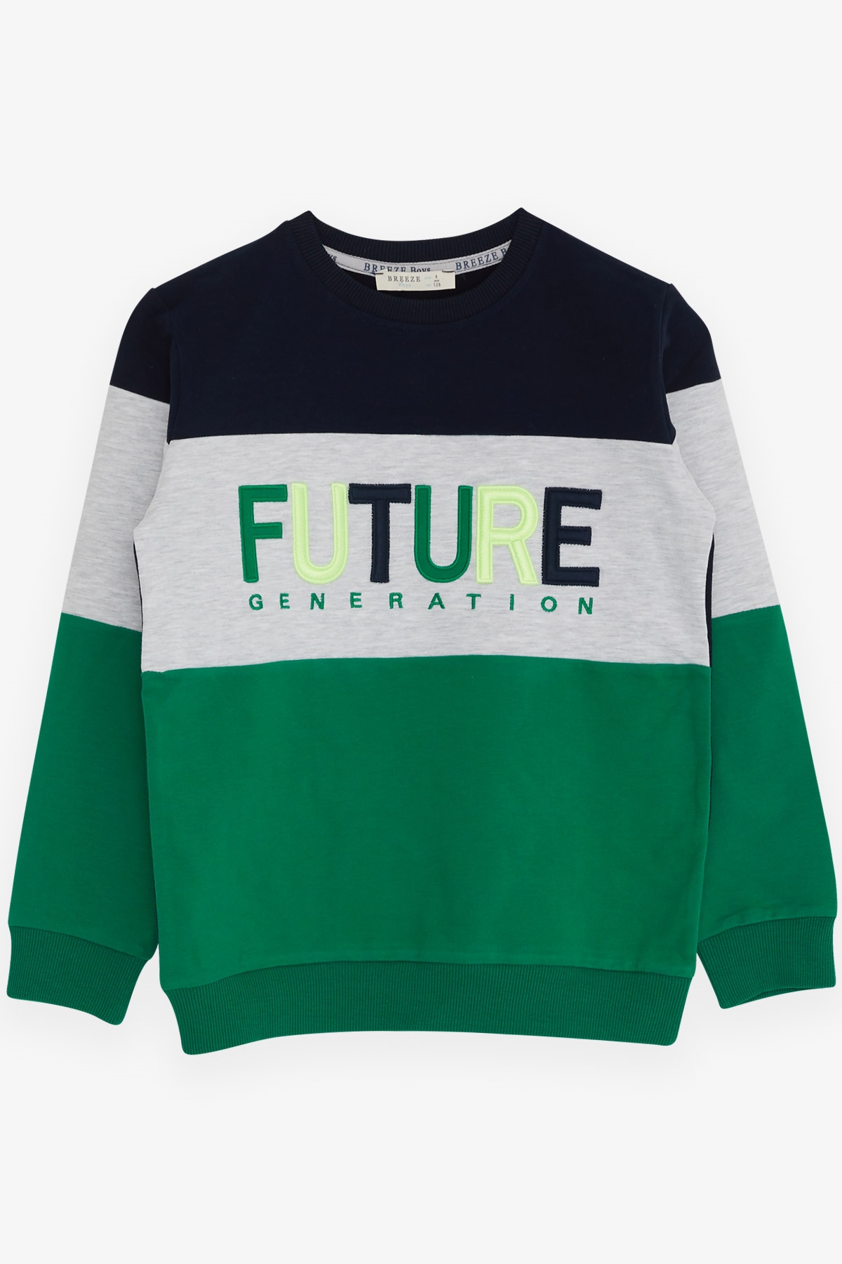 Breeze Erkek Çocuk Sweatshirt Renkli Nakışlı Lacivert (7-12 Yaş)