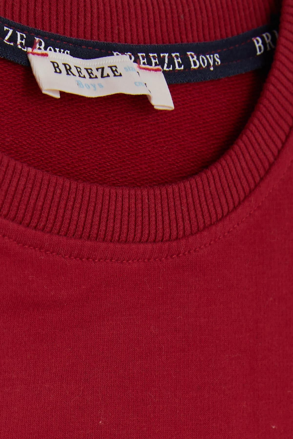 Breeze Erkek Çocuk Sweatshirt Renkli Nakışlı Bordo (7-12 Yaş)