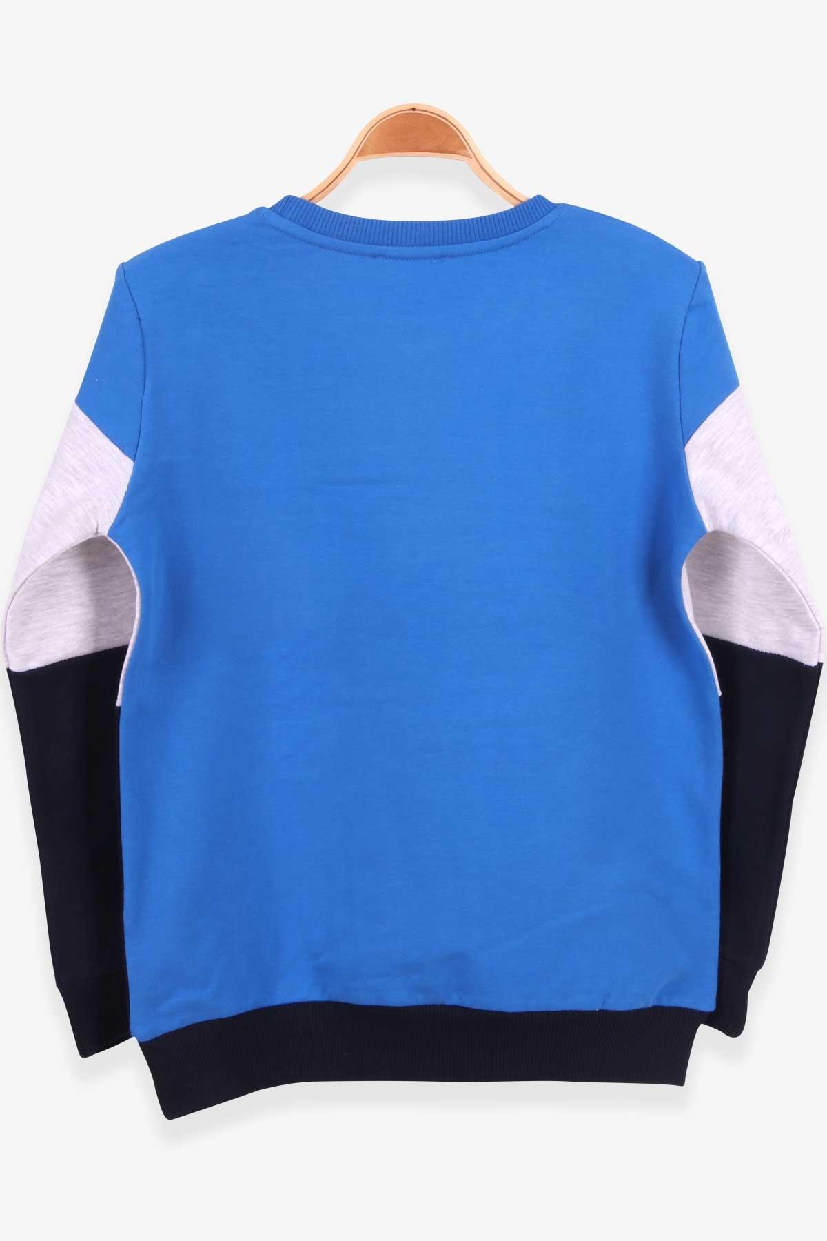 Breeze Erkek Çocuk Sweatshirt Renkli Nakışlı Saks Mavisi (7-12 Yaş)