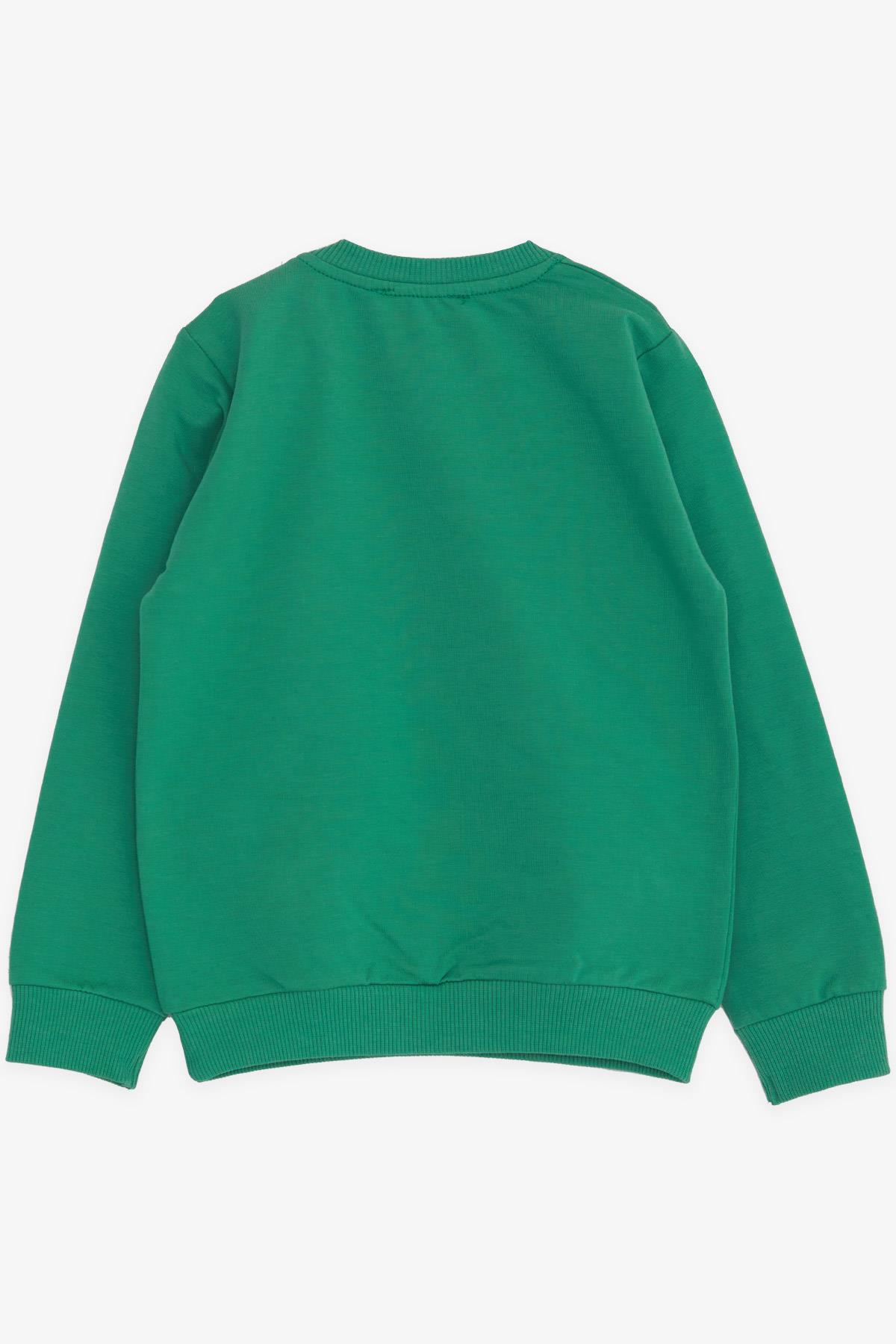 Breeze Erkek Çocuk Sweatshirt Ressam Ayıcık Baskılı Yeşil (1-4 Yaş)