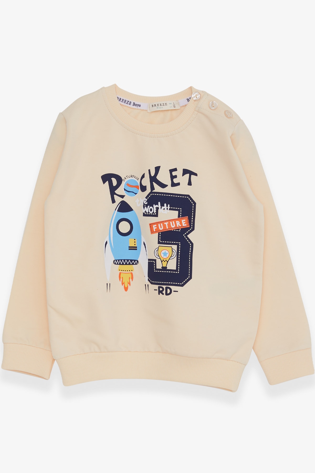 Breeze Erkek Çocuk Sweatshirt Roket Baskılı Krem (1.5-5 Yaş)