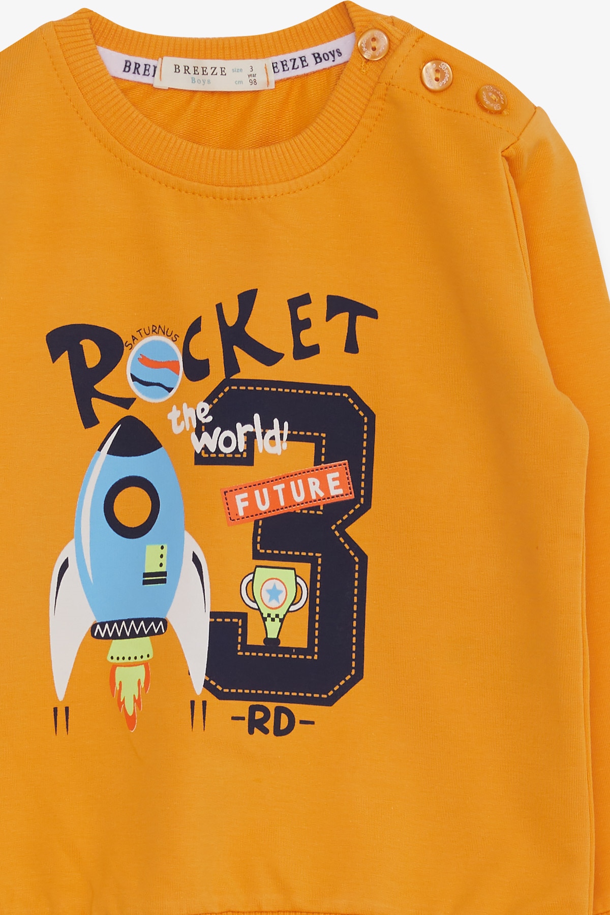 Breeze Erkek Çocuk Sweatshirt Roket Baskılı Hardal Sarı (1.5-4 Yaş)