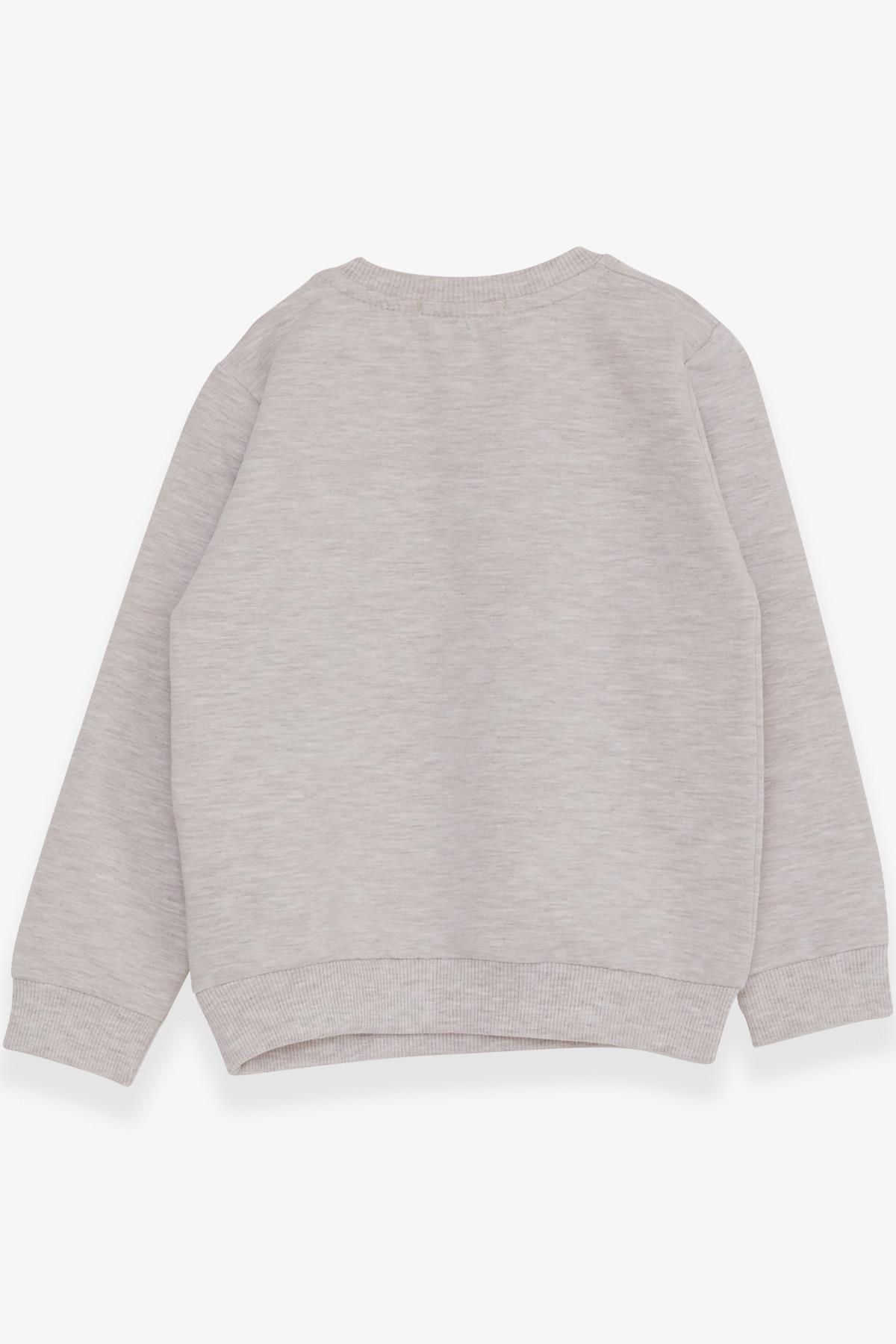 Breeze Erkek Çocuk Sweatshirt Roket Baskılı Bej Melanj (1.5-5 Yaş)