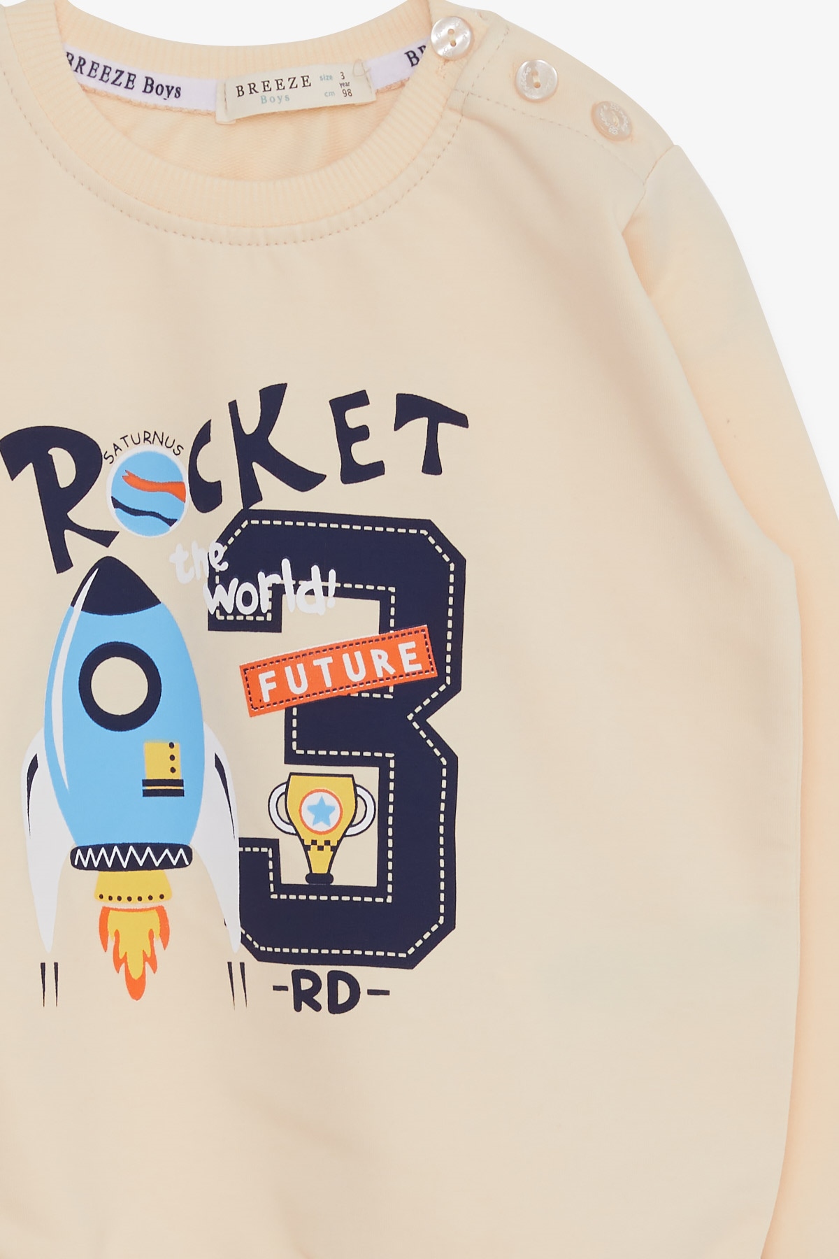 Breeze Erkek Çocuk Sweatshirt Roket Baskılı Krem (1.5-5 Yaş)