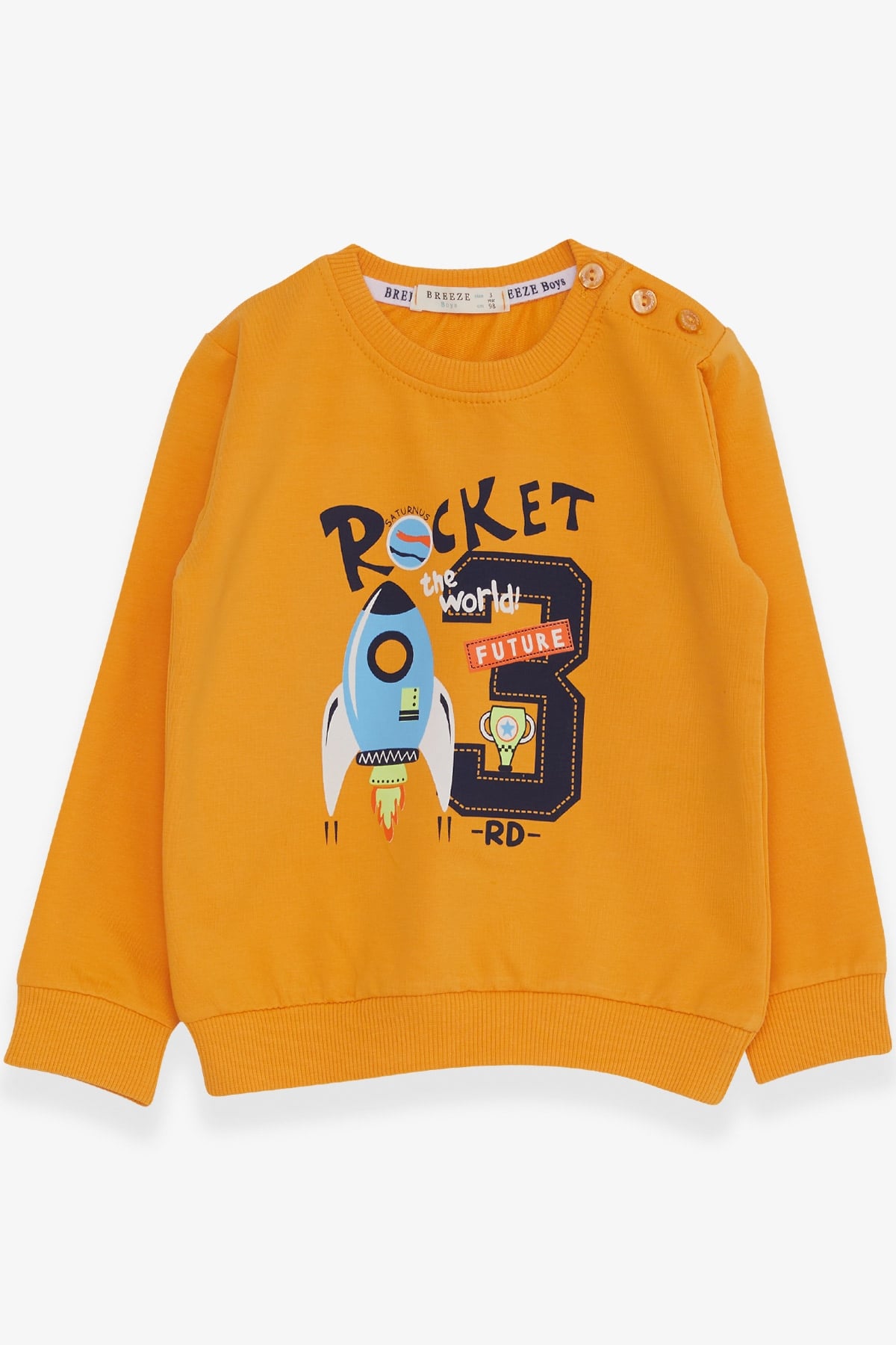 Breeze Erkek Çocuk Sweatshirt Roket Baskılı Hardal Sarı (1.5-4 Yaş)