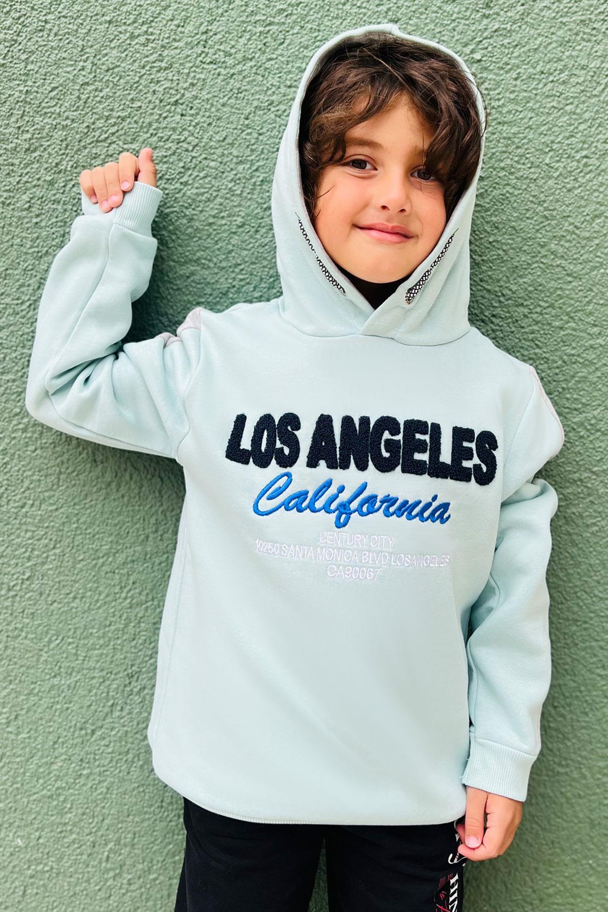 Breeze Erkek Çocuk Sweatshirt Süzene Nakışlı Su Yeşili (7-10 Yaş)