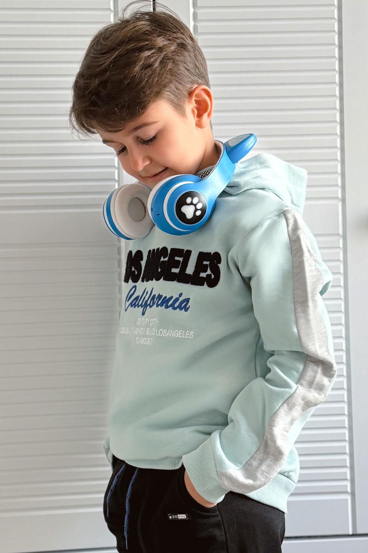 Breeze Erkek Çocuk Sweatshirt Süzene Nakışlı Su Yeşili (7-10 Yaş)