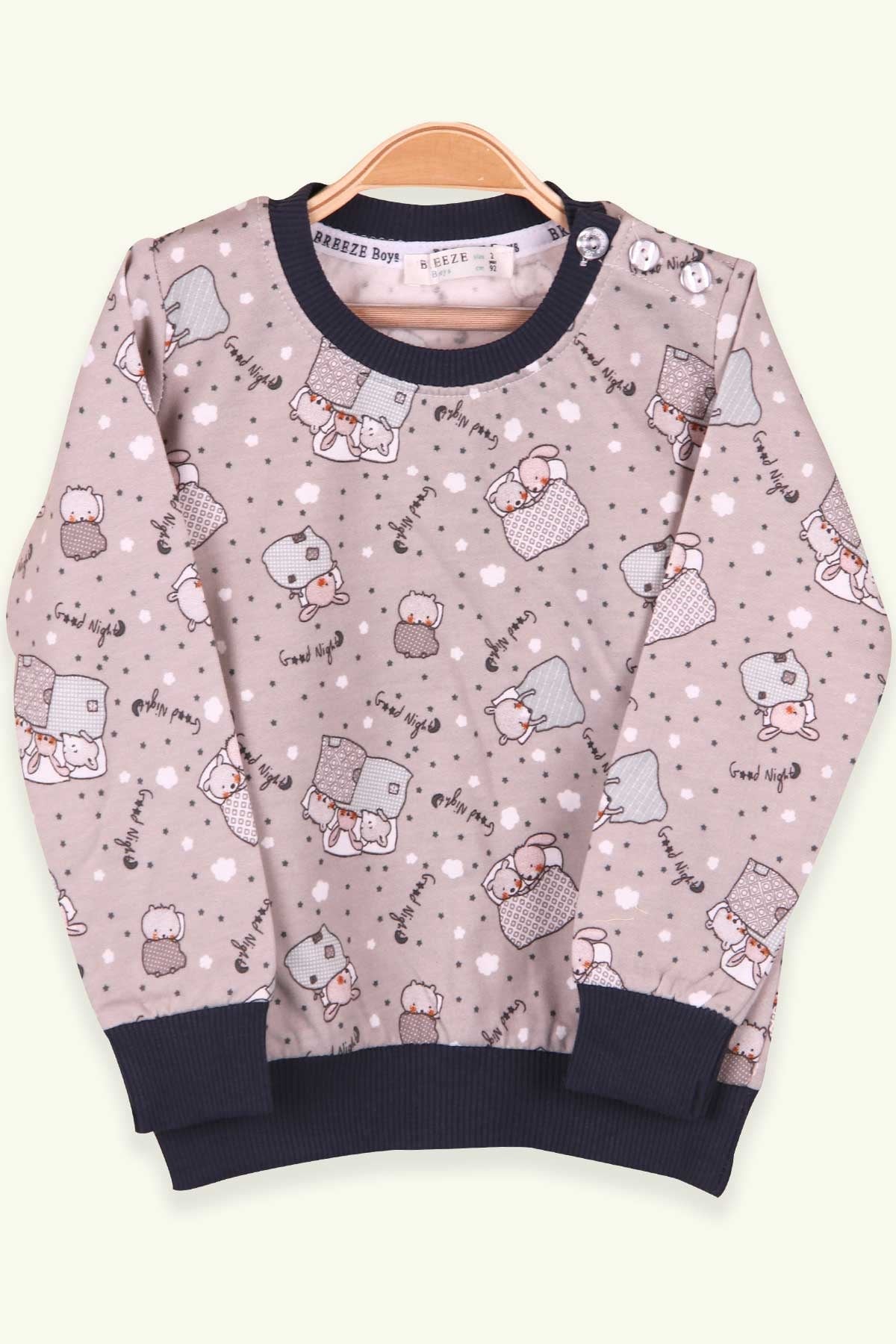 Breeze Erkek Çocuk Sweatshirt Tavşanlı Krem (2-6 Yaş)