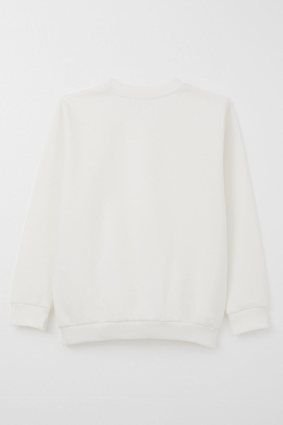 Breeze Erkek Çocuk Sweatshirt Yazı Armalı Ekru (8-14 Yaş)