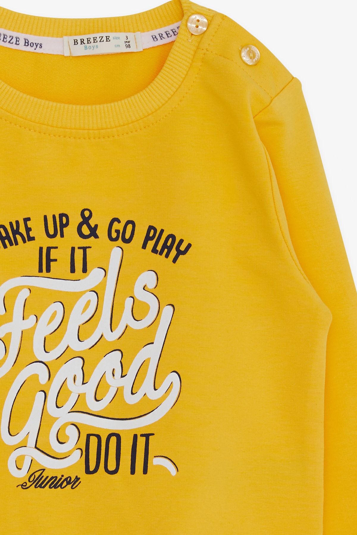 Breeze Erkek Çocuk Sweatshirt Yazı Baskılı Sarı (2-6 Yaş)