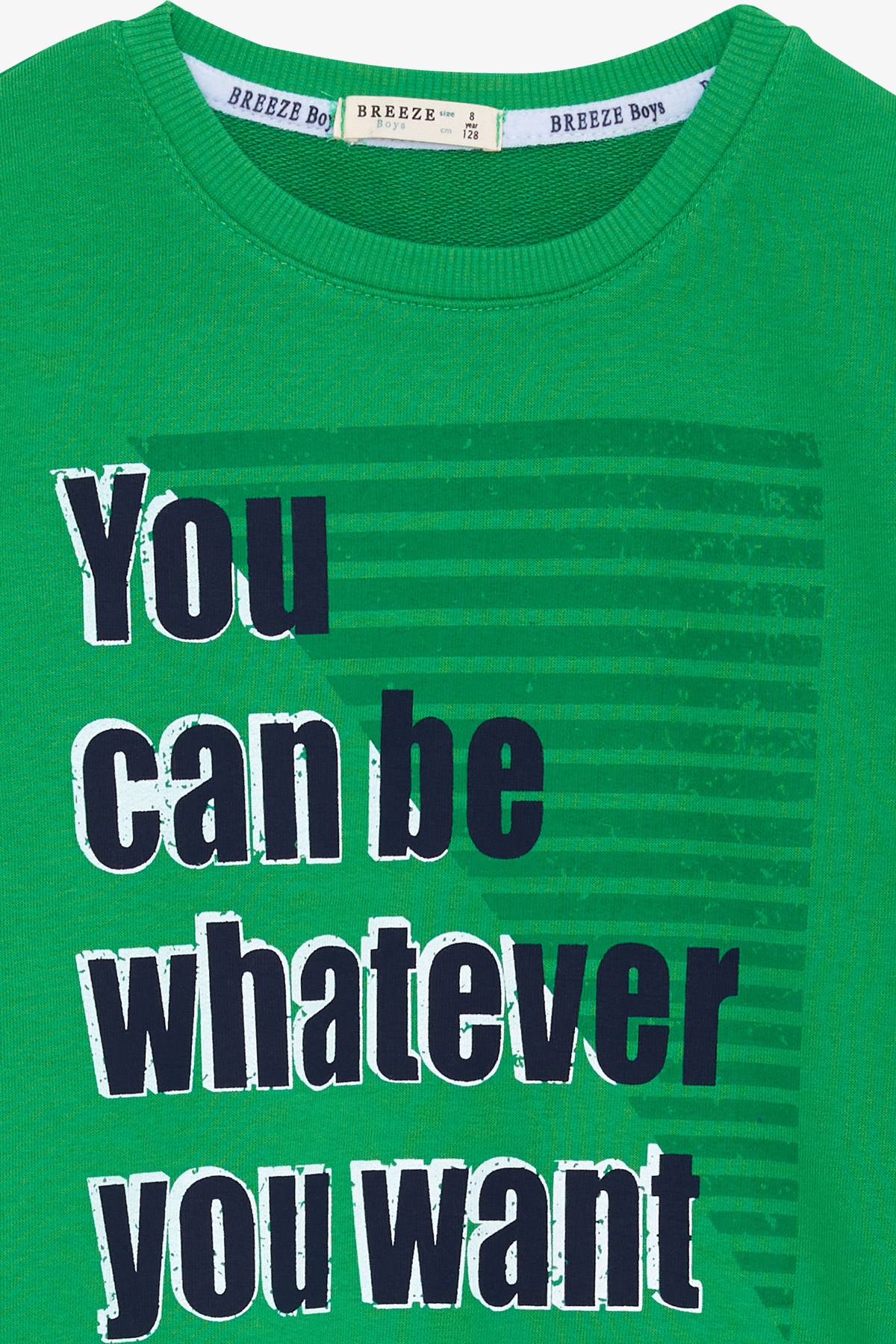 Breeze Erkek Çocuk Sweatshirt Yazı Baskılı Yeşil (8-14 Yaş)
