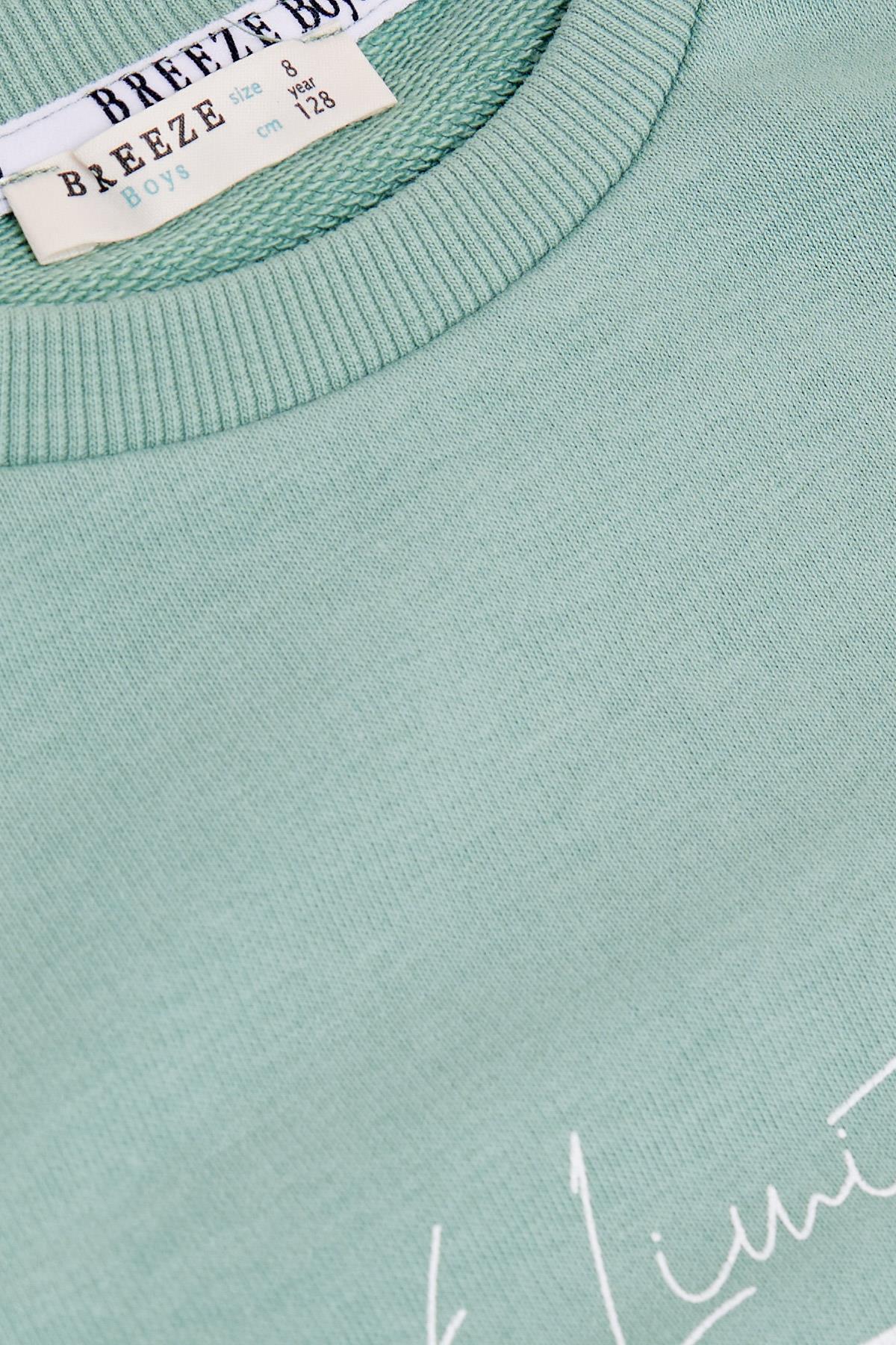 Breeze Erkek Çocuk Sweatshirt Yazı Baskılı Mint Yeşili (8-14 Yaş)