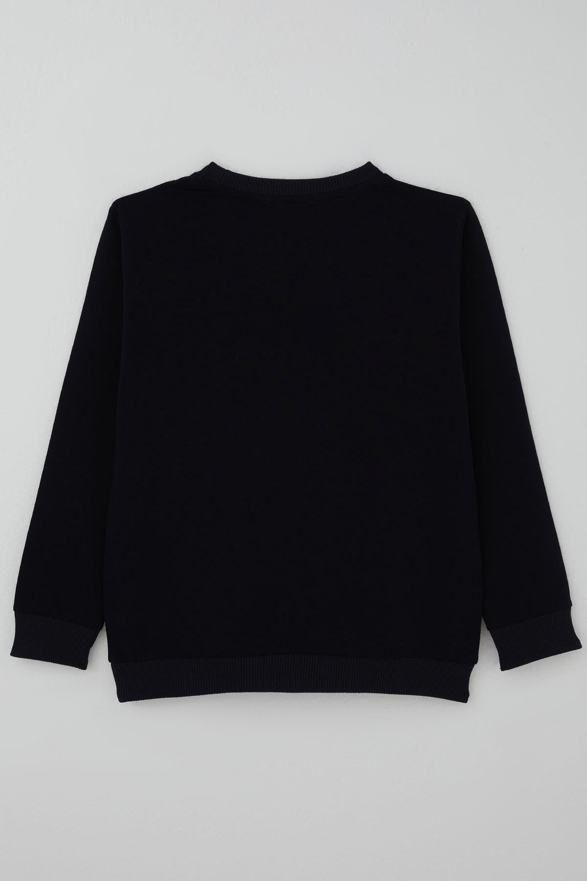 Breeze Erkek Çocuk Sweatshirt Yazı Baskılı Lacivert (8-12 Yaş)