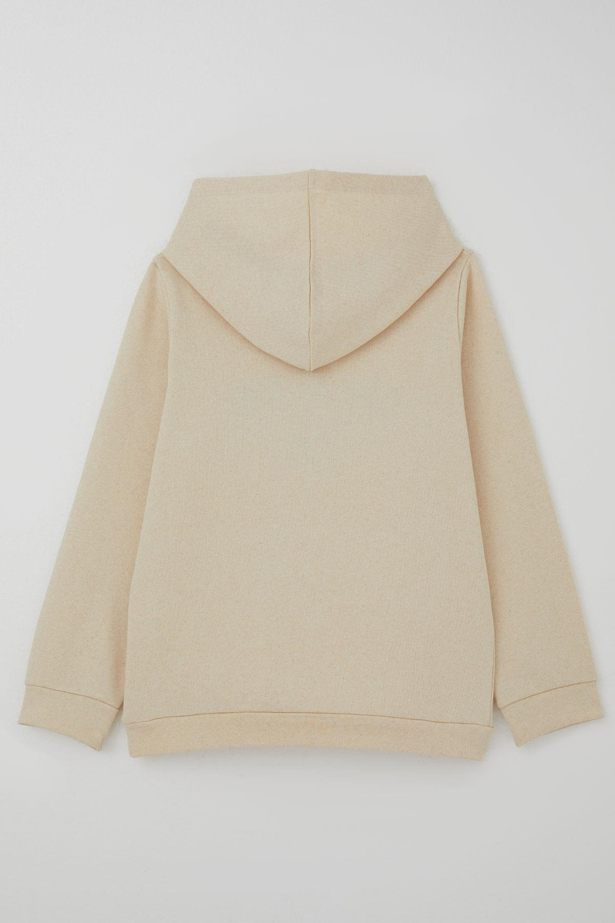 Breeze Erkek Çocuk Sweatshirt Yazı Baskılı Kapüşonlu Krem (4-8 Yaş)