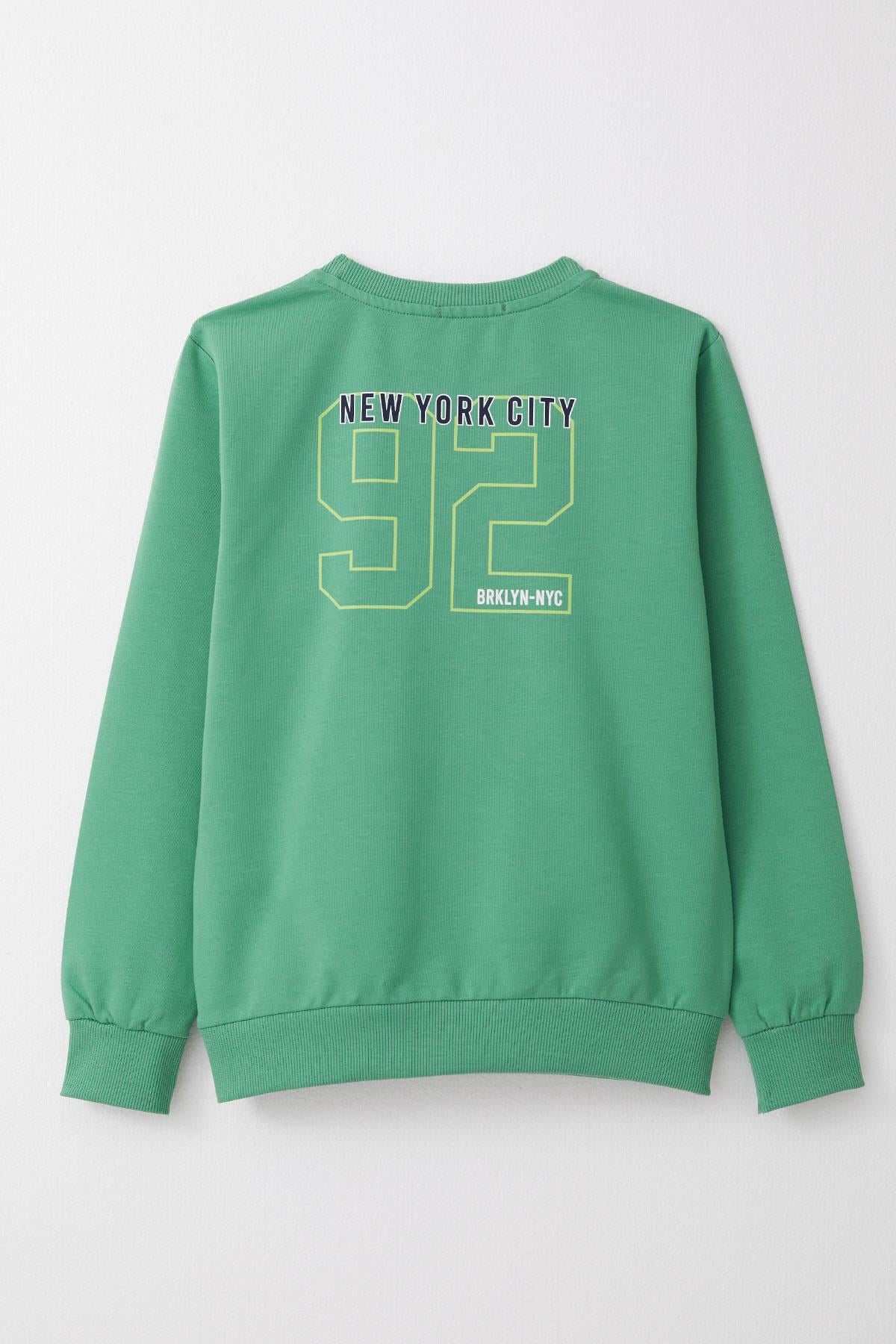 Breeze Erkek Çocuk Sweatshirt Yazı Baskılı Mint Yeşili (4-8 Yaş)