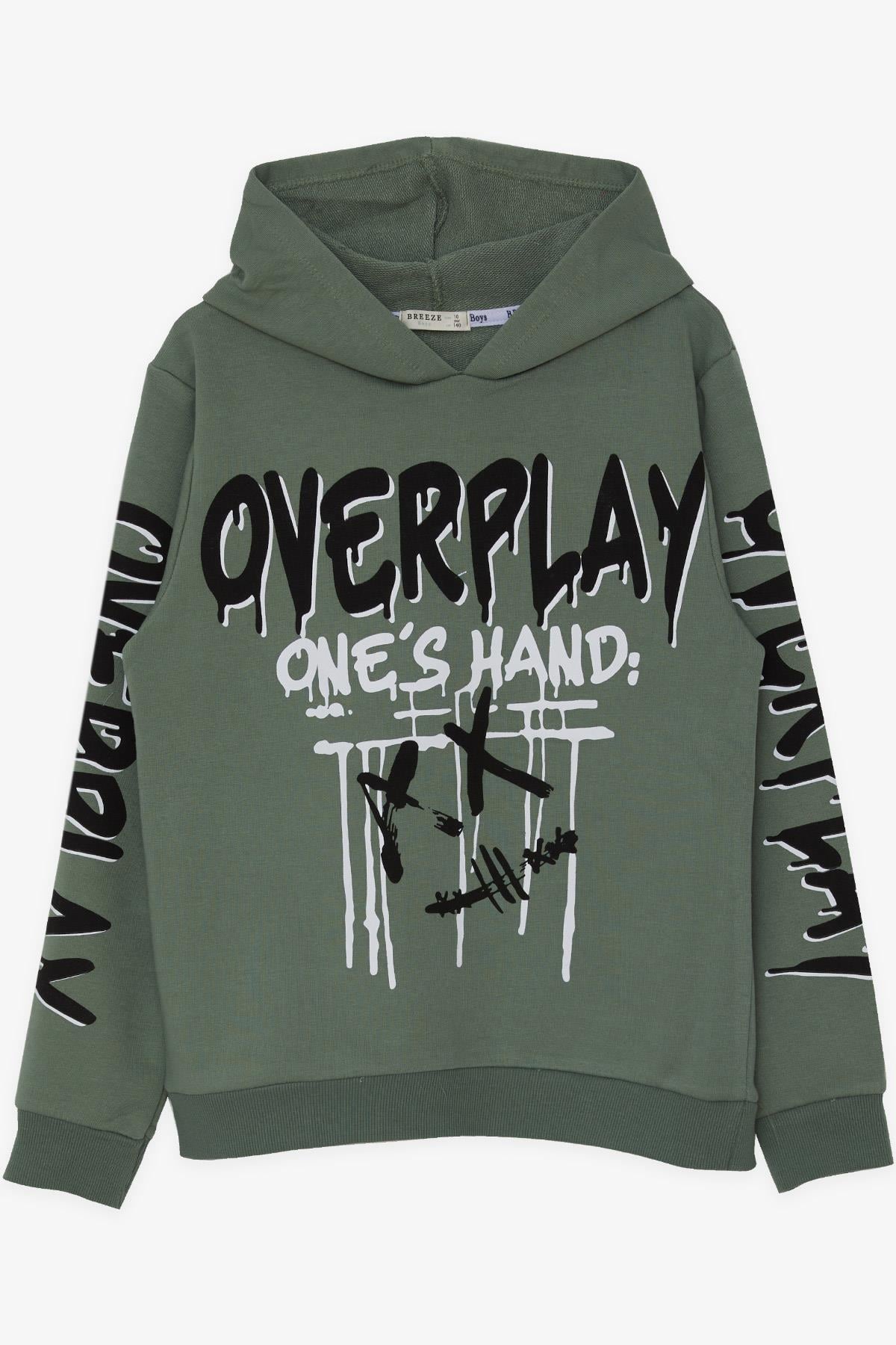 Breeze Erkek Çocuk Sweatshirt Yazı Baskılı Yeşil (10-14 Yaş)