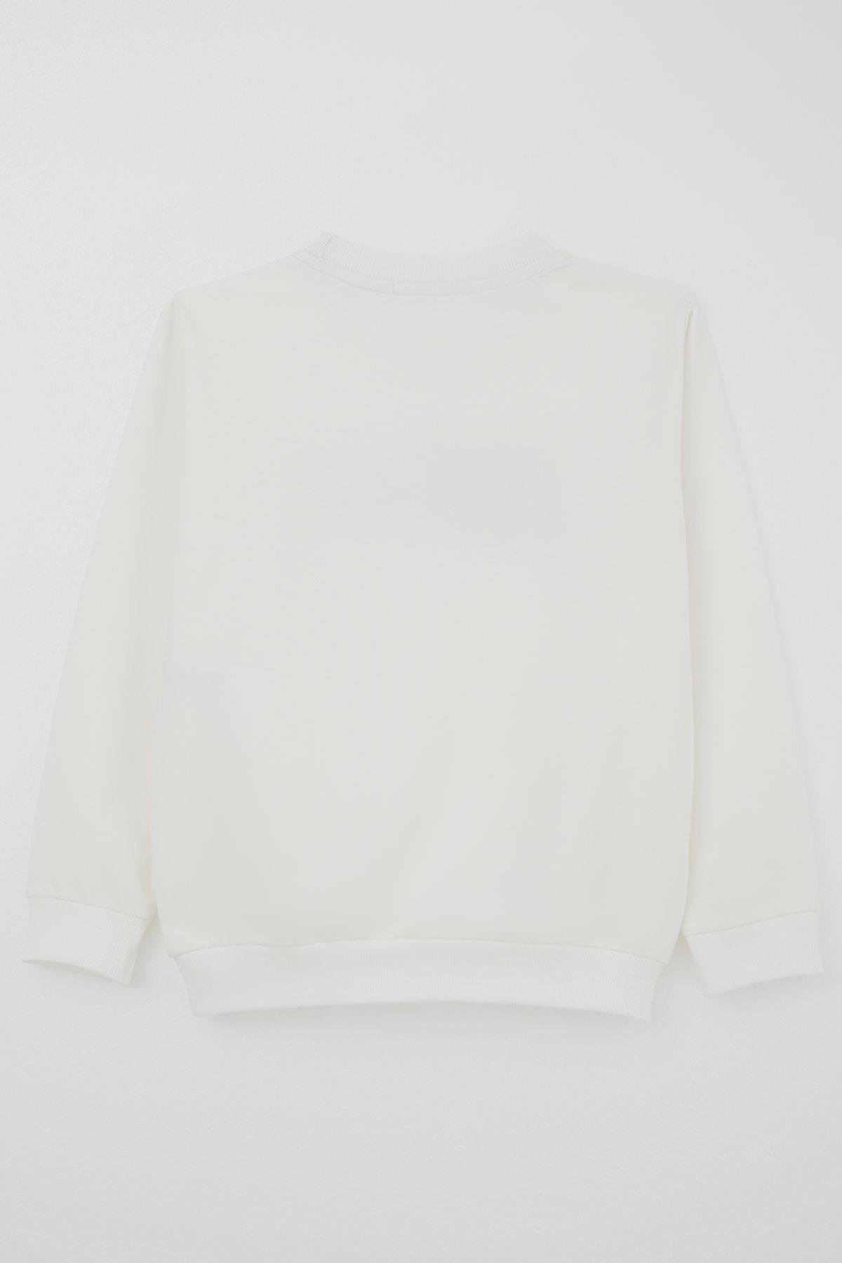 Breeze Erkek Çocuk Sweatshirt Yazı Baskılı Ekru (8-14 Yaş)