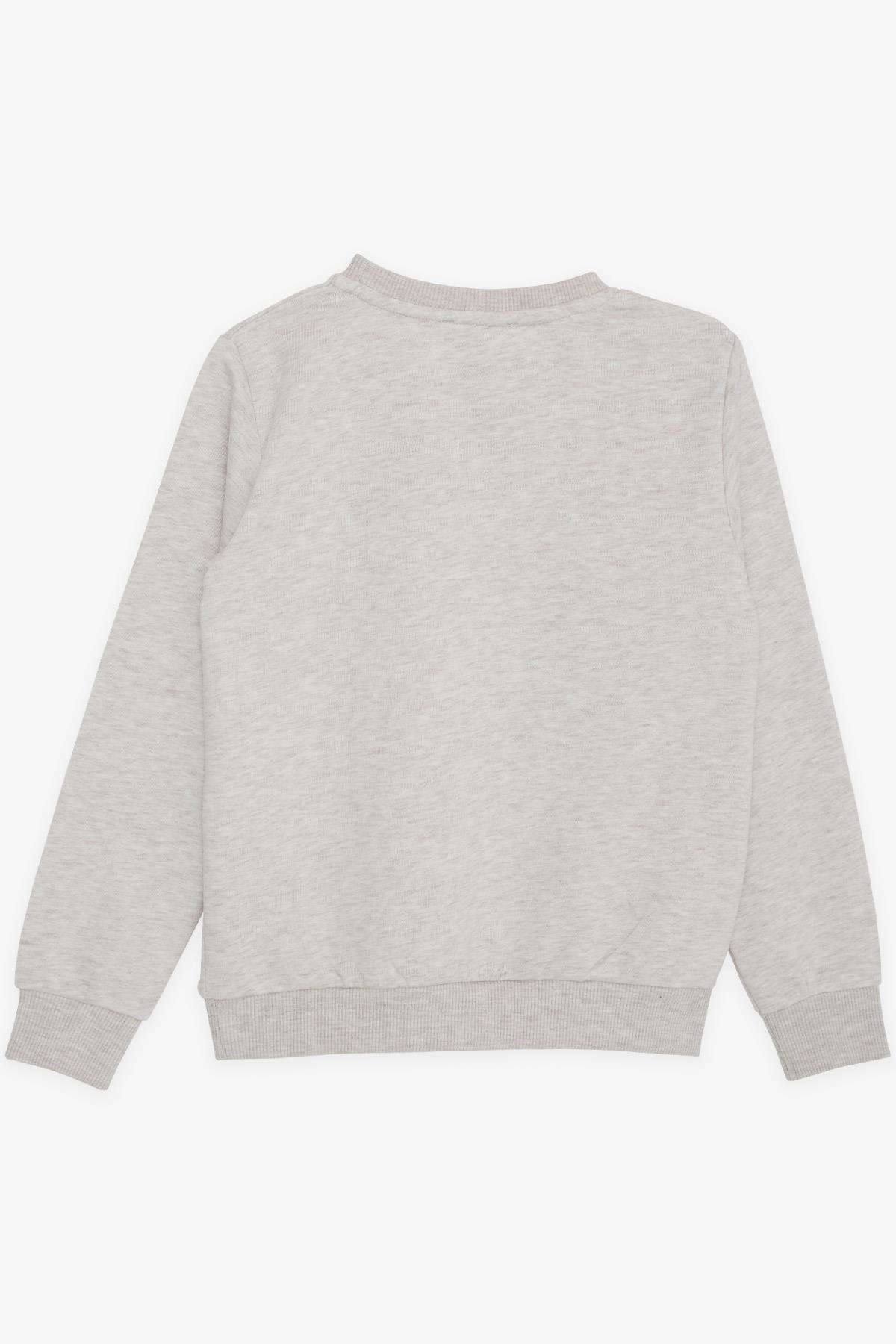 Breeze Erkek Çocuk Sweatshirt Yazı Baskılı Bej Melanj (8-14 Yaş)