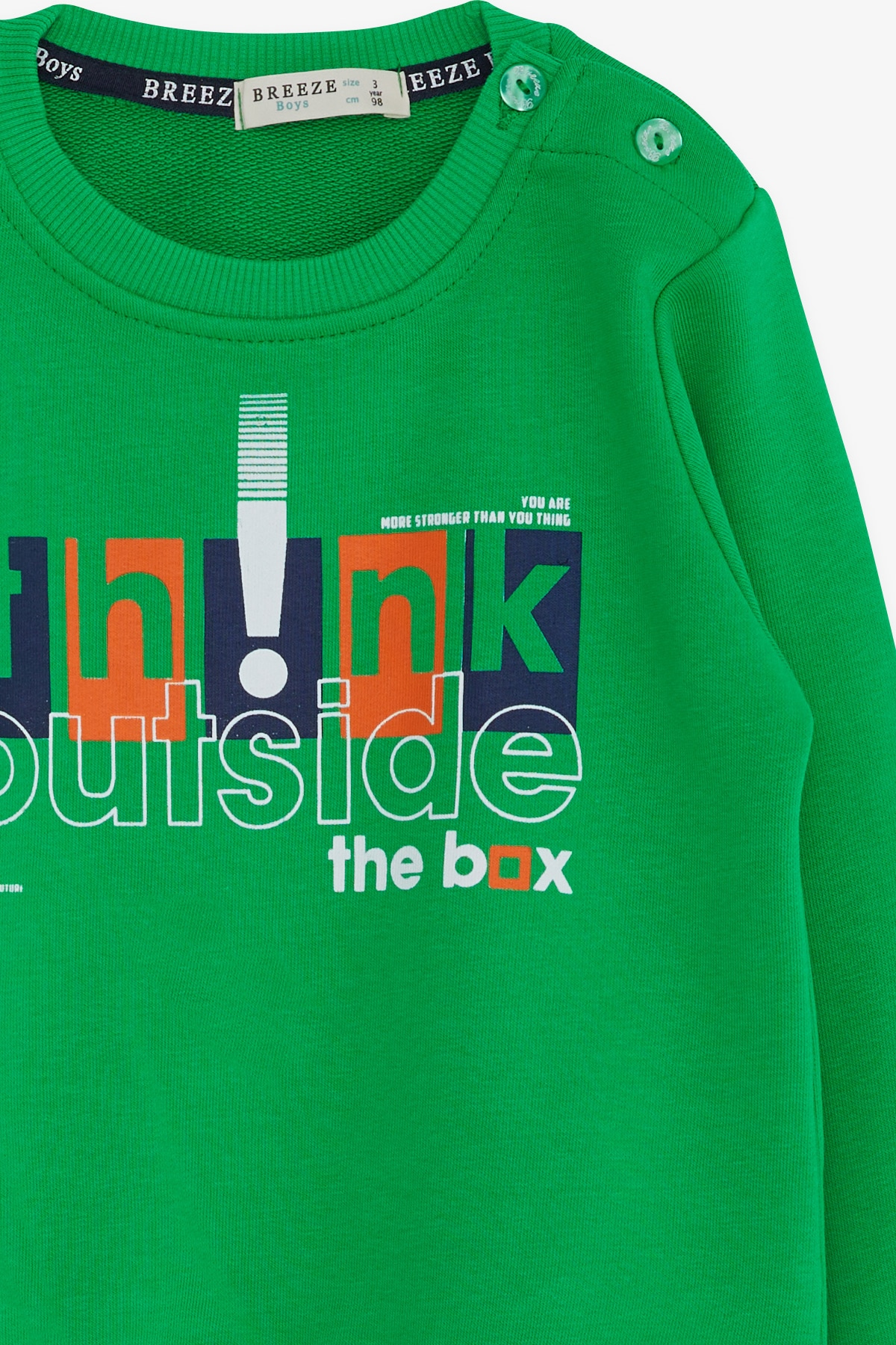 Breeze Erkek Çocuk Sweatshirt Yazı Baskılı Yeşil (2-5 Yaş)