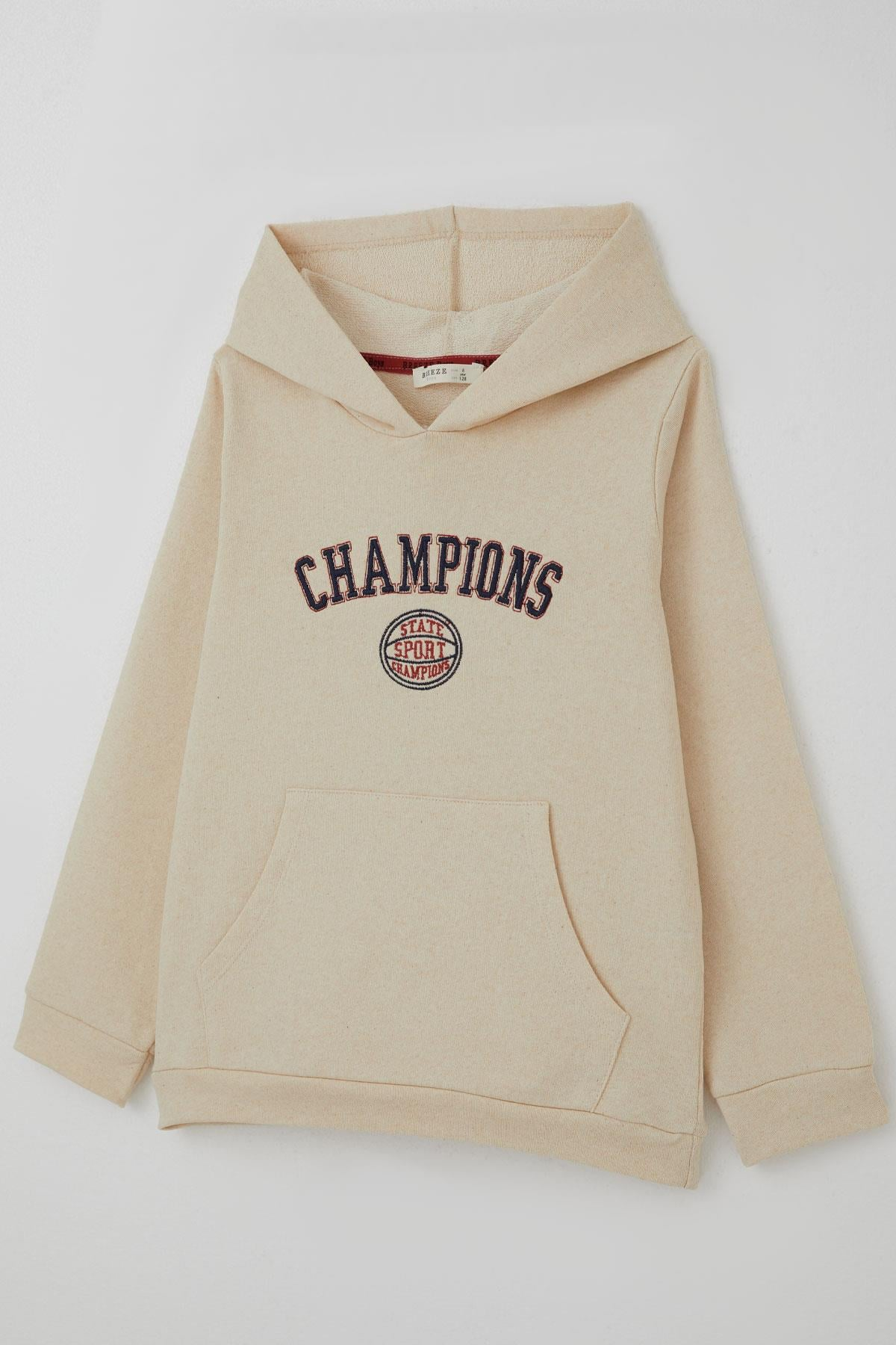 Breeze Erkek Çocuk Sweatshirt Yazı Baskılı Kapüşonlu Krem (4-8 Yaş)
