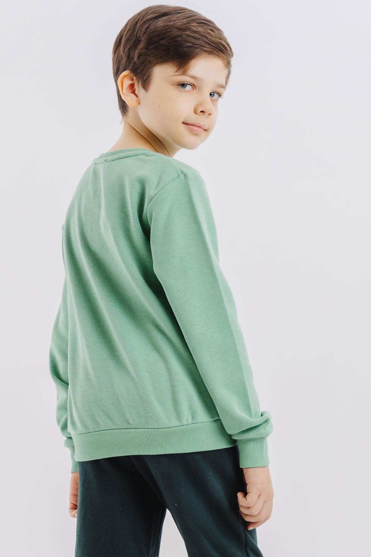 Breeze Erkek Çocuk Sweatshirt Yazı Baskılı Mint Yeşili (8 Yaş)