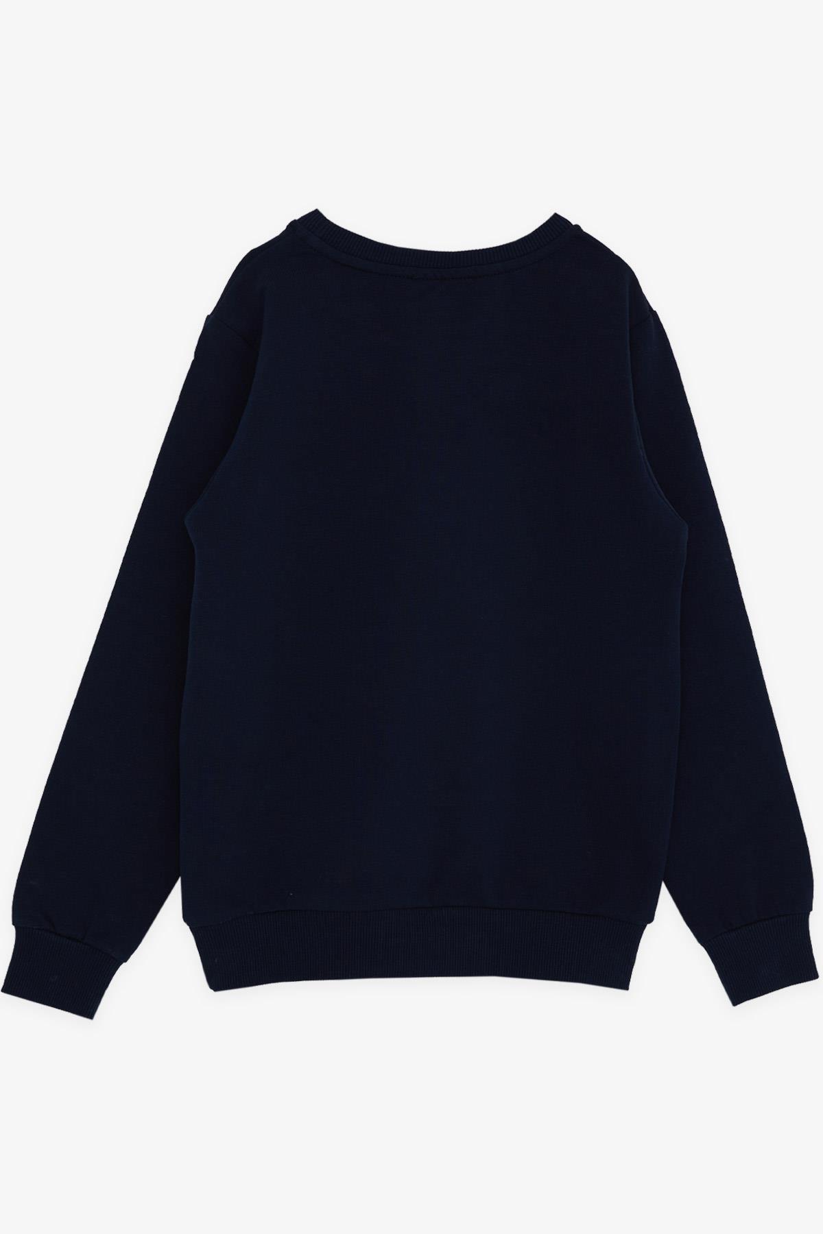 Breeze Erkek Çocuk Sweatshirt Yazı Baskılı Lacivert (8-14 Yaş)