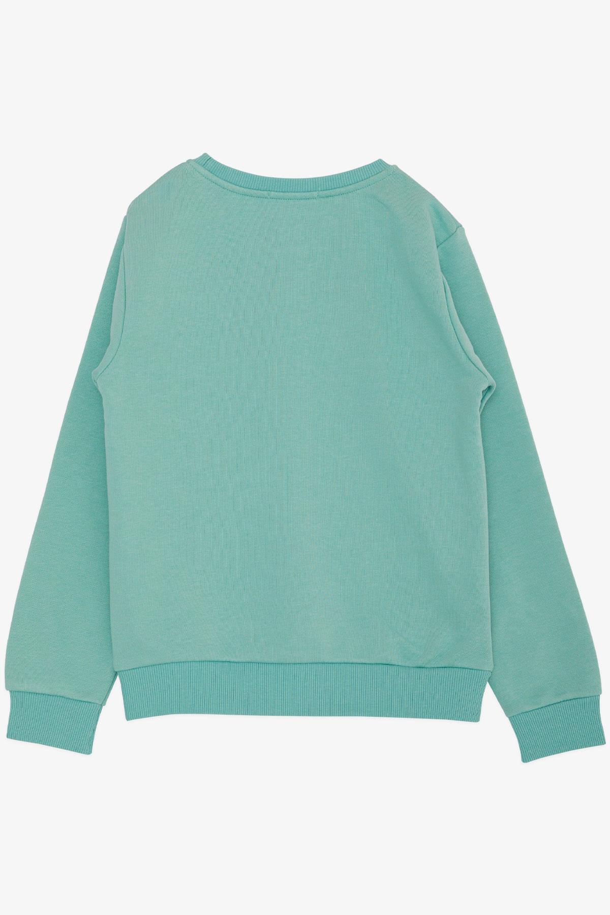 Breeze Erkek Çocuk Sweatshirt Yazı Baskılı Su Yeşili (4-8 Yaş)