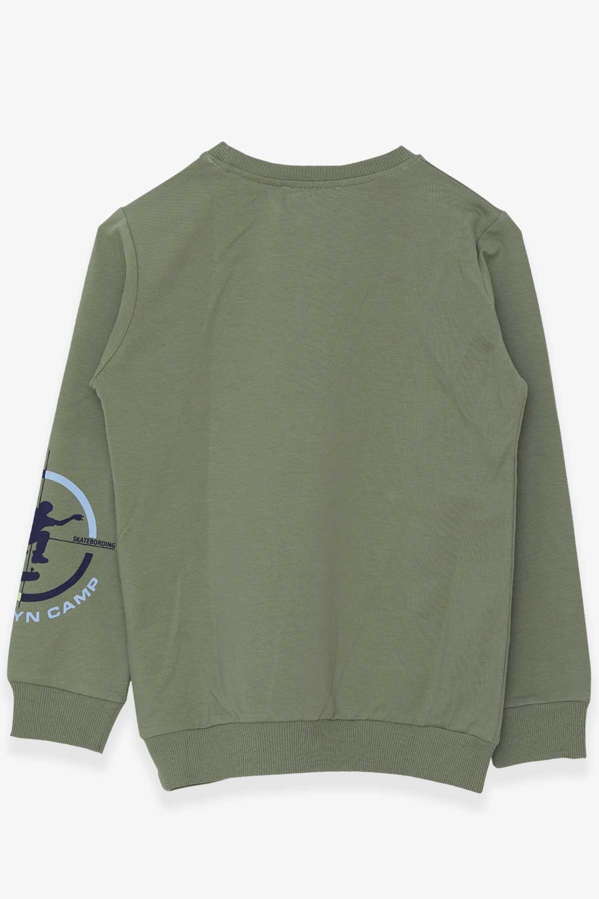 Breeze Erkek Çocuk Sweatshirt Yazı Baskılı Haki Yeşil (8-14 Yaş)