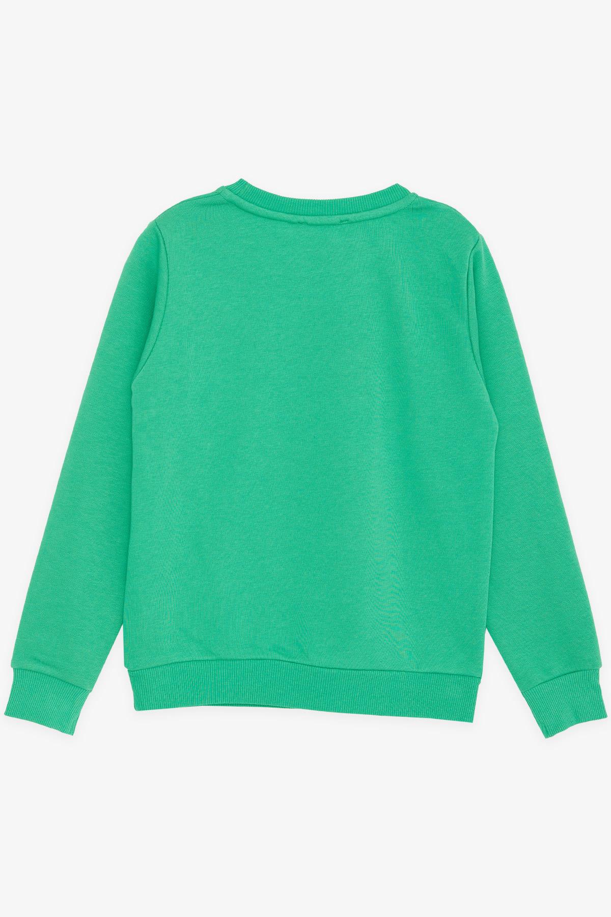 Breeze Erkek Çocuk Sweatshirt Yazı Baskılı Yeşil (8-14 Yaş)